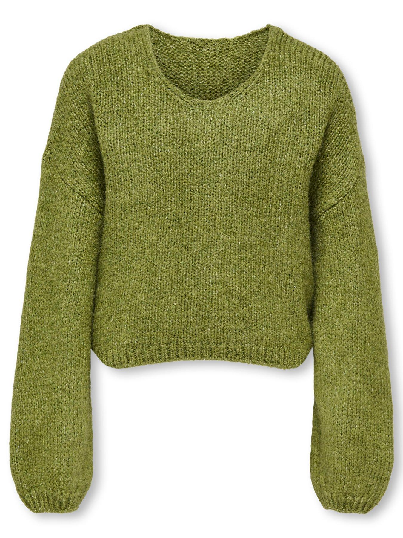 Only Kids Girls Chunky Loose Knitted Jumper - Green