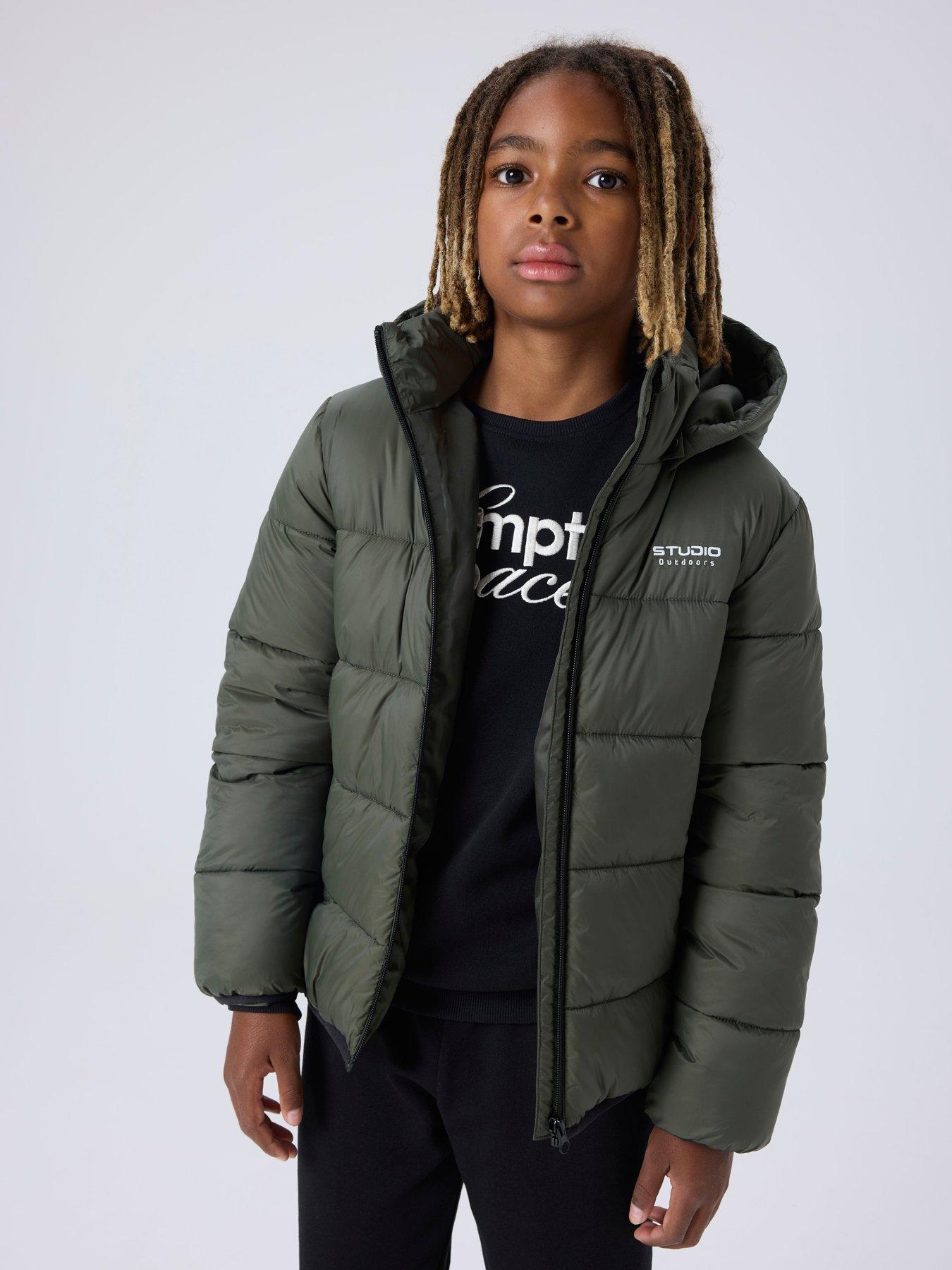 Image 1 of 6 of Name It Boys Marble Padded Jacket - Green