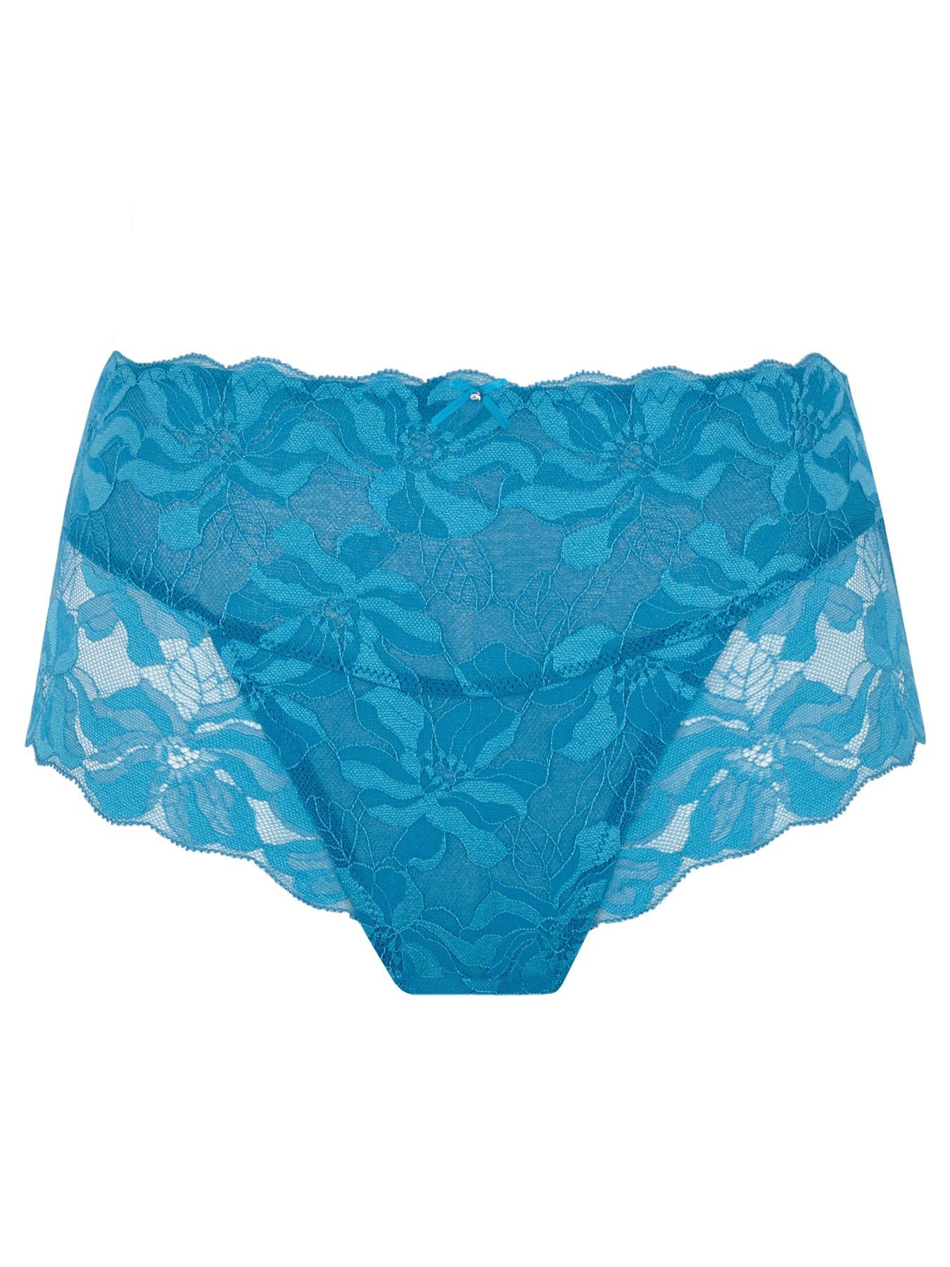Image 6 of 6 of Panache Womens Evangeline Floral Lace Deep Brief - Crystal Teal