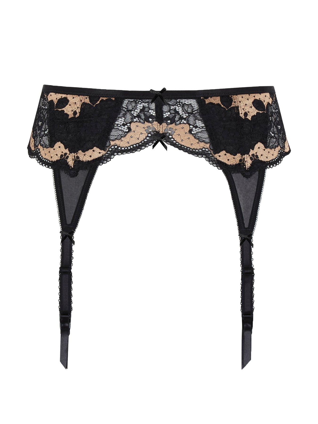 Image 6 of 6 of Panache Womens Clara Lace High Waist Adjustable Suspender - Black