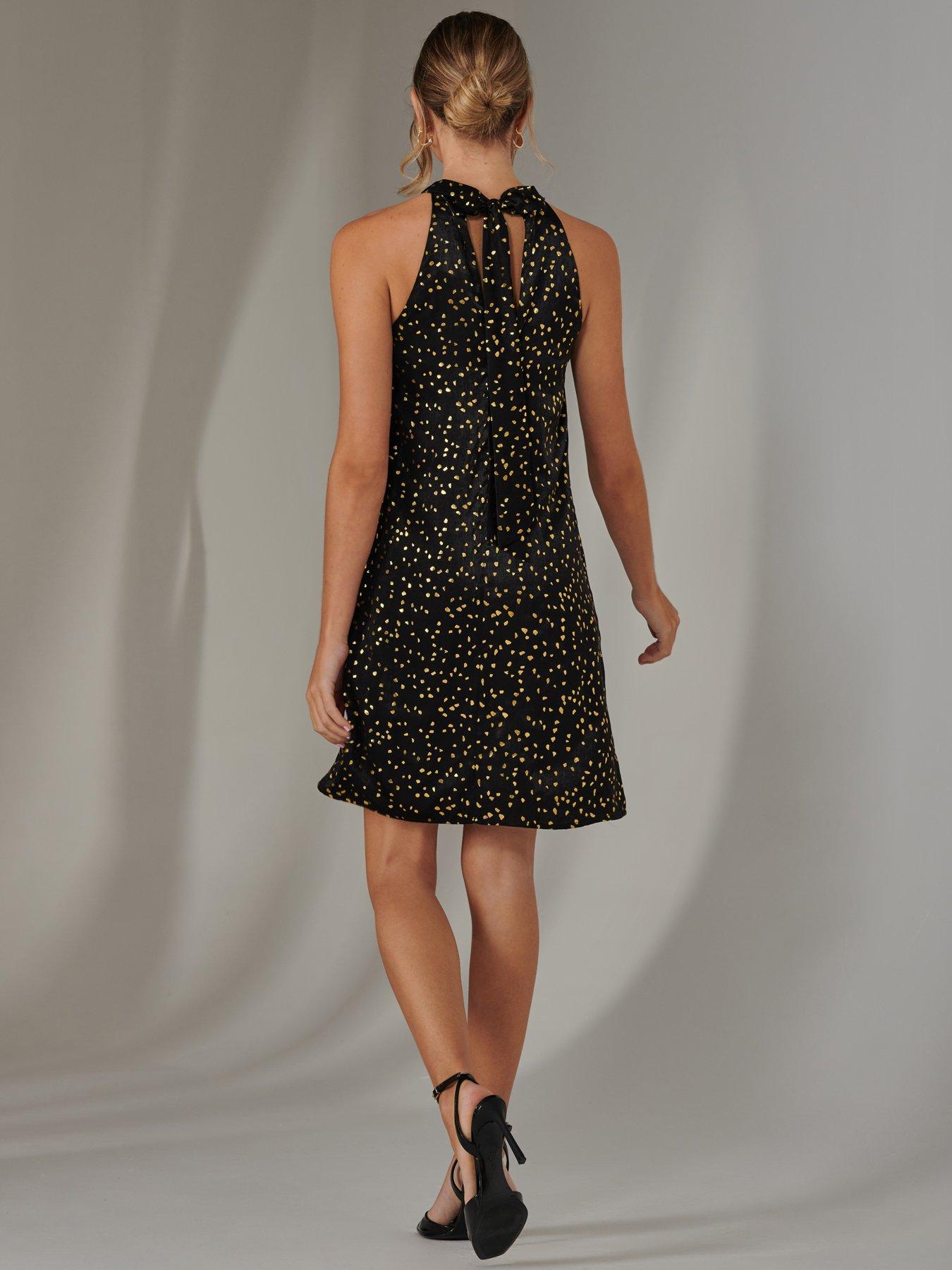 Image 2 of 7 of Jolie Moi Halter Neck Tie Mini Dress - Black