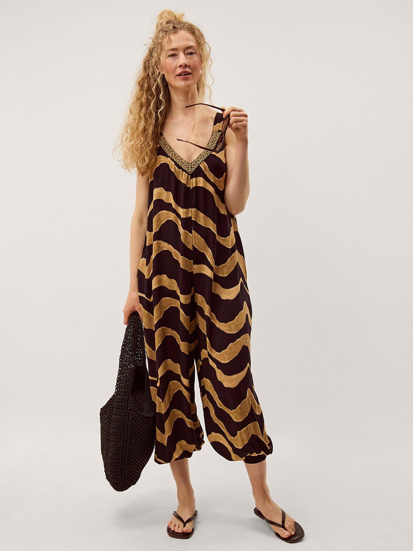 Monsoon Zahara Sleeveless Print Jumpsuit - Black