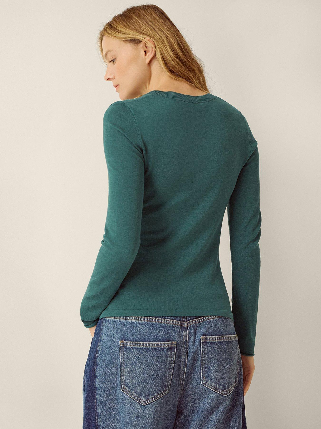 Image 2 of 4 of Monsoon Renee Button Ruched Jumper - Blue
