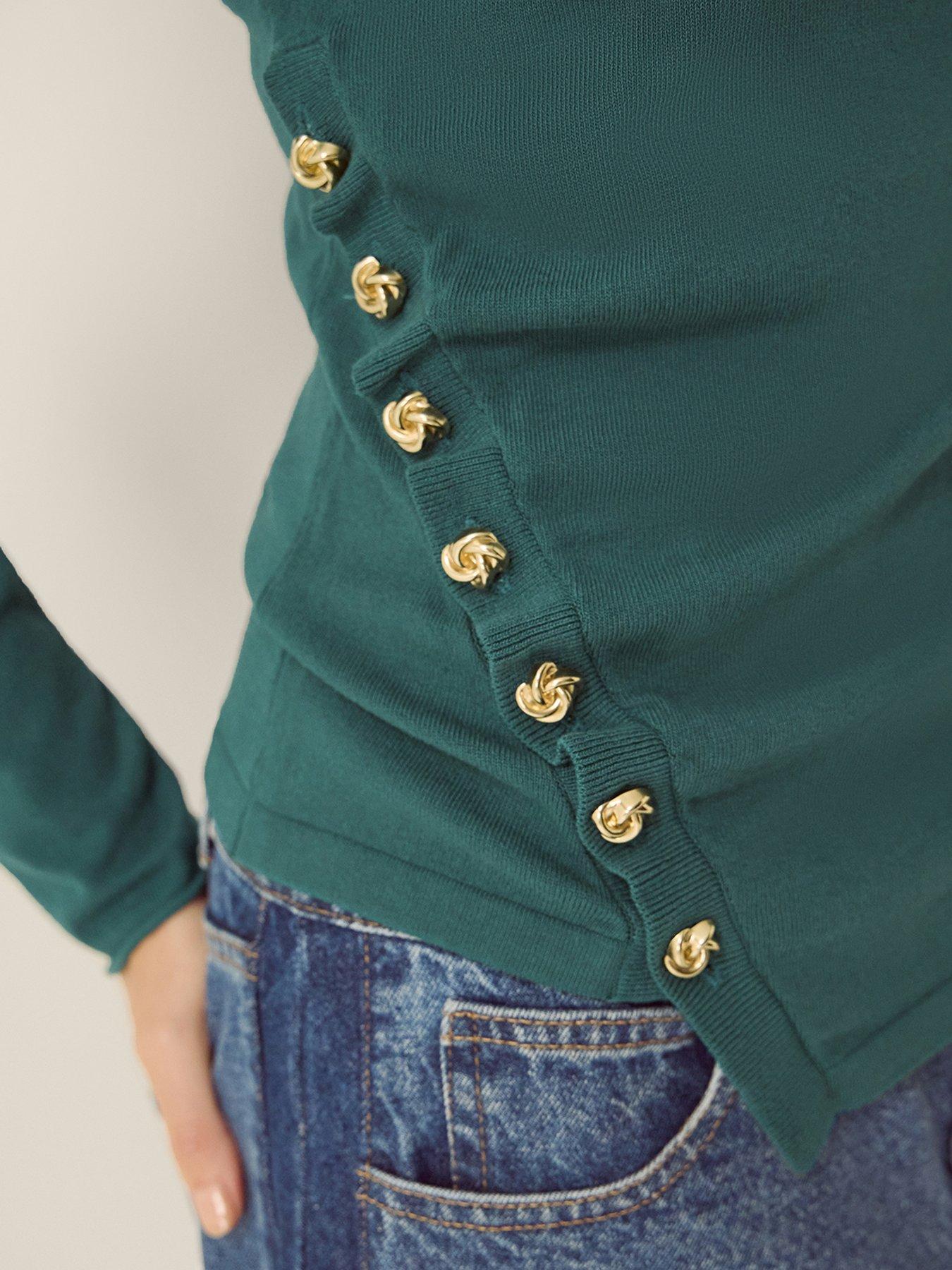Image 4 of 4 of Monsoon Renee Button Ruched Jumper - Blue