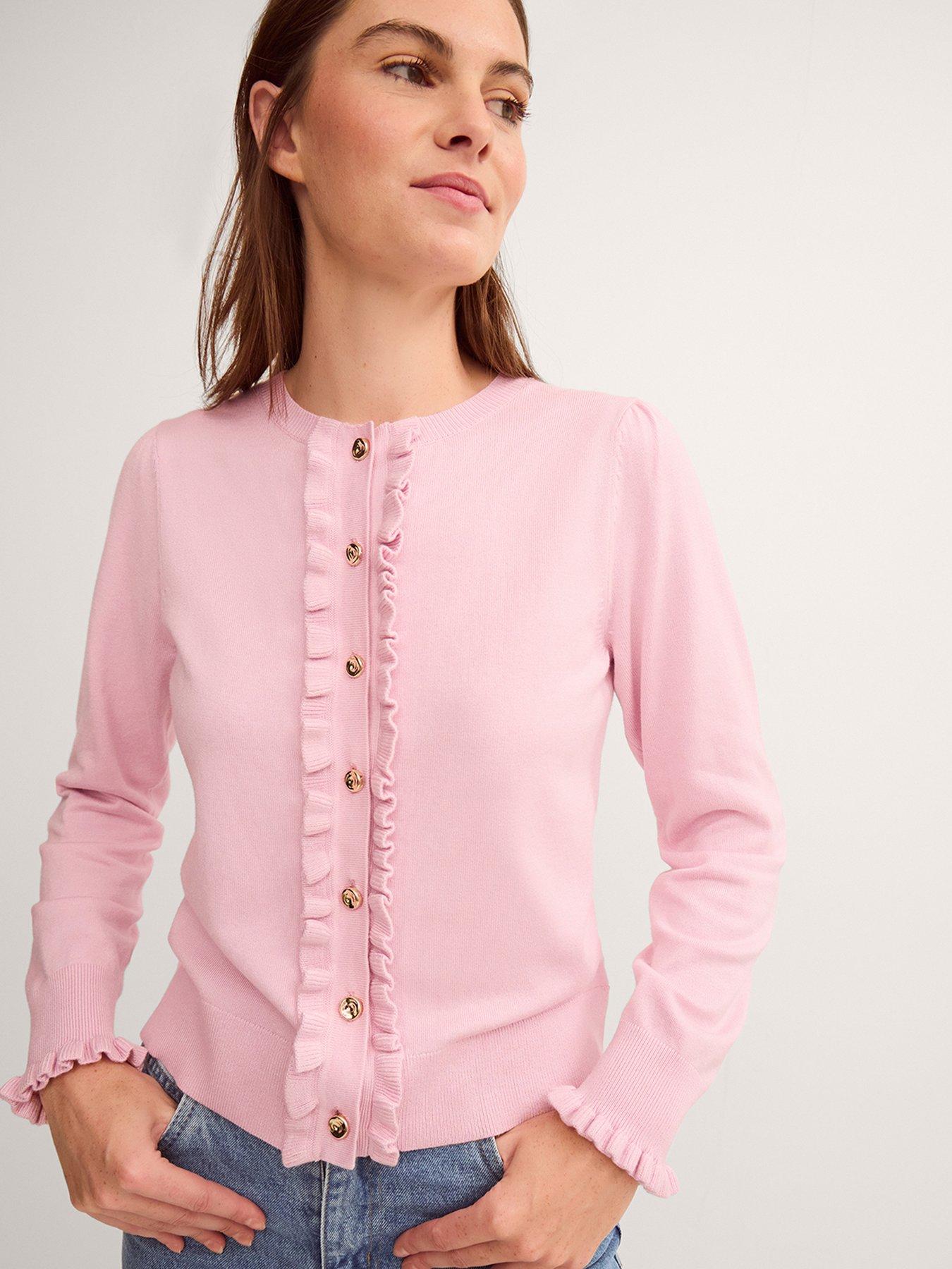 Image 1 of 5 of Monsoon Ruby Frill Cardigan - Pink