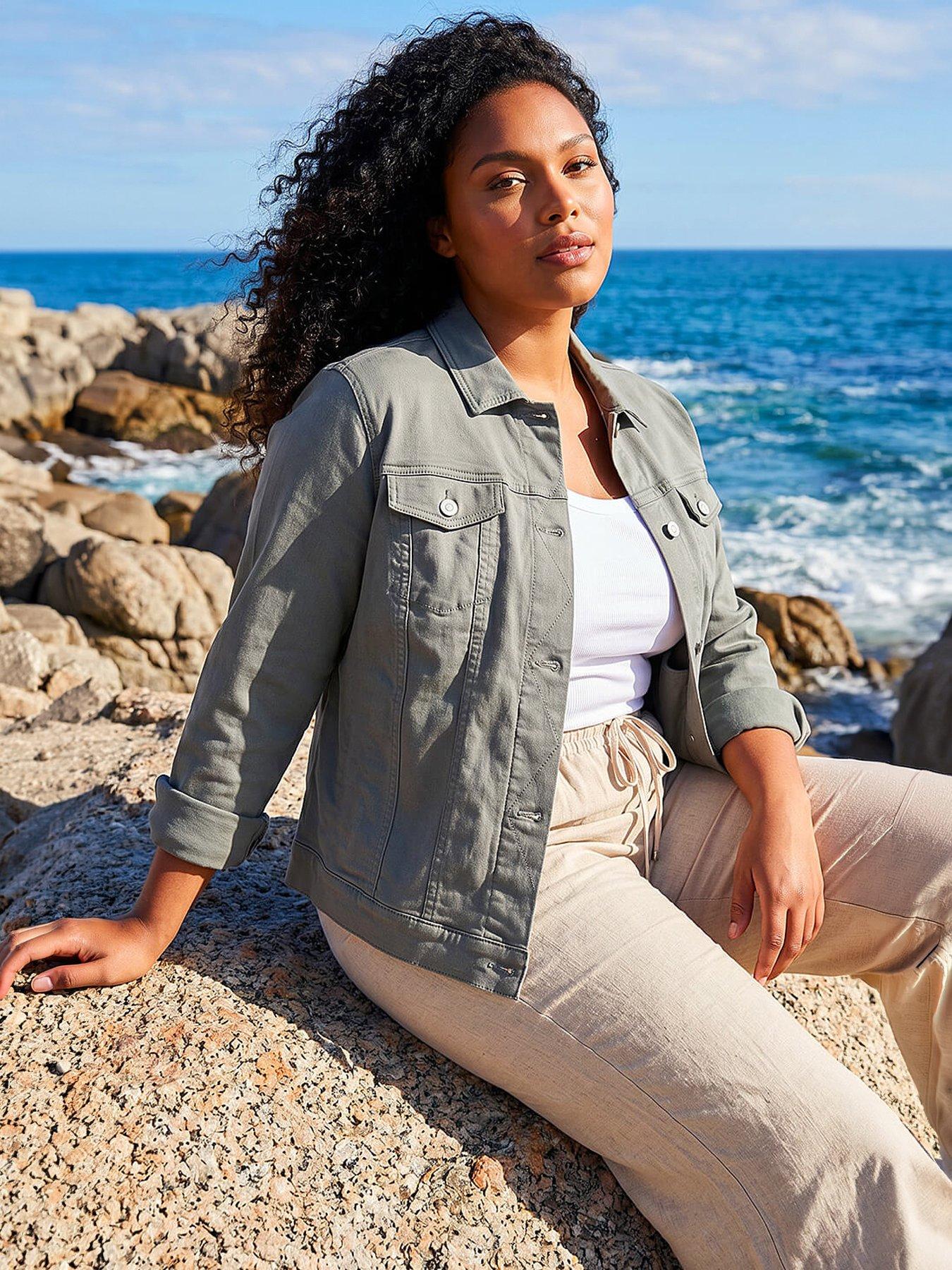 Roman Women's Curve Stretch Pocket Jacket in Khaki | Size: 18 - Image 8