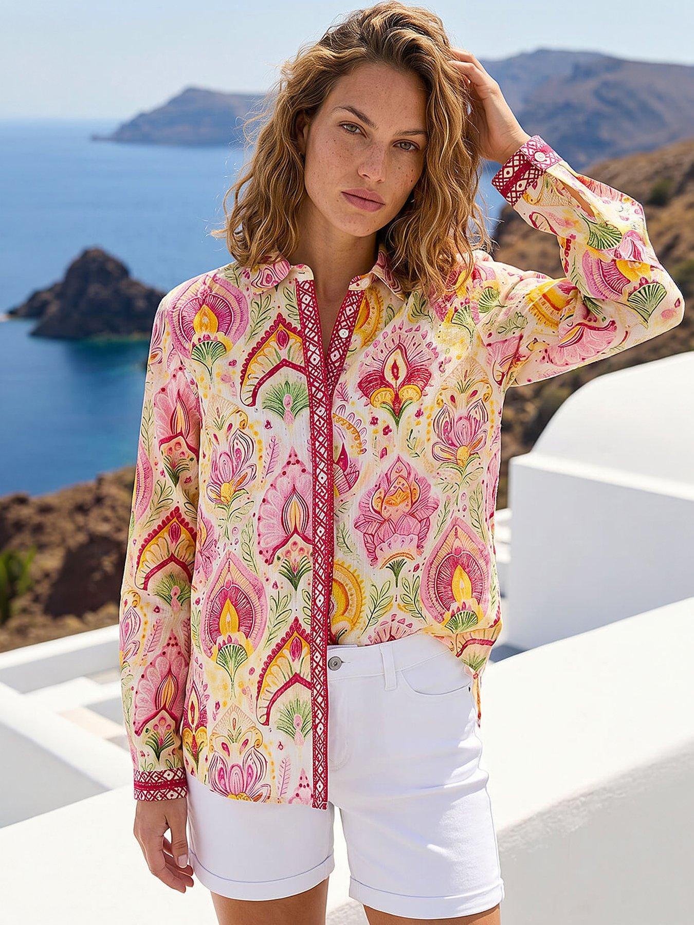 Image 3 of 4 of Roman Textured Floral Contrast Blouse