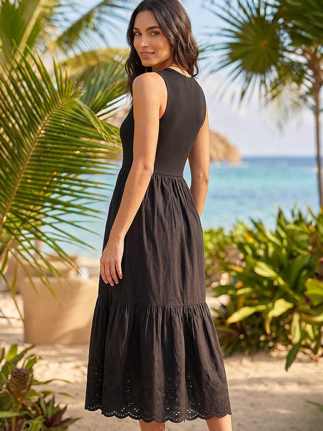 Image 2 of 4 of Roman Cotton Broderie Midi Dress