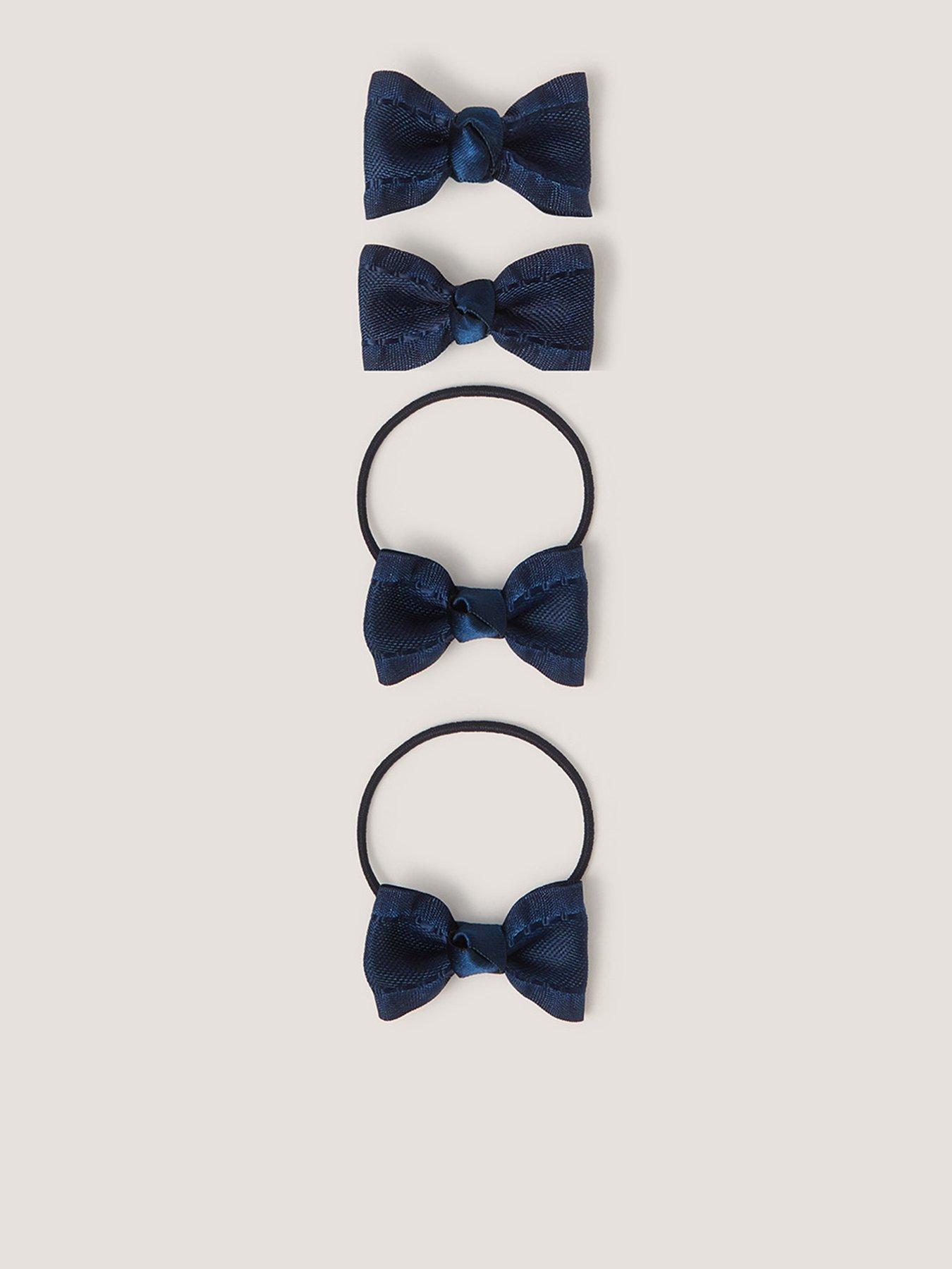 Image 1 of 2 of Monsoon Girls School Ruffle Bow Hair Set - Navy
