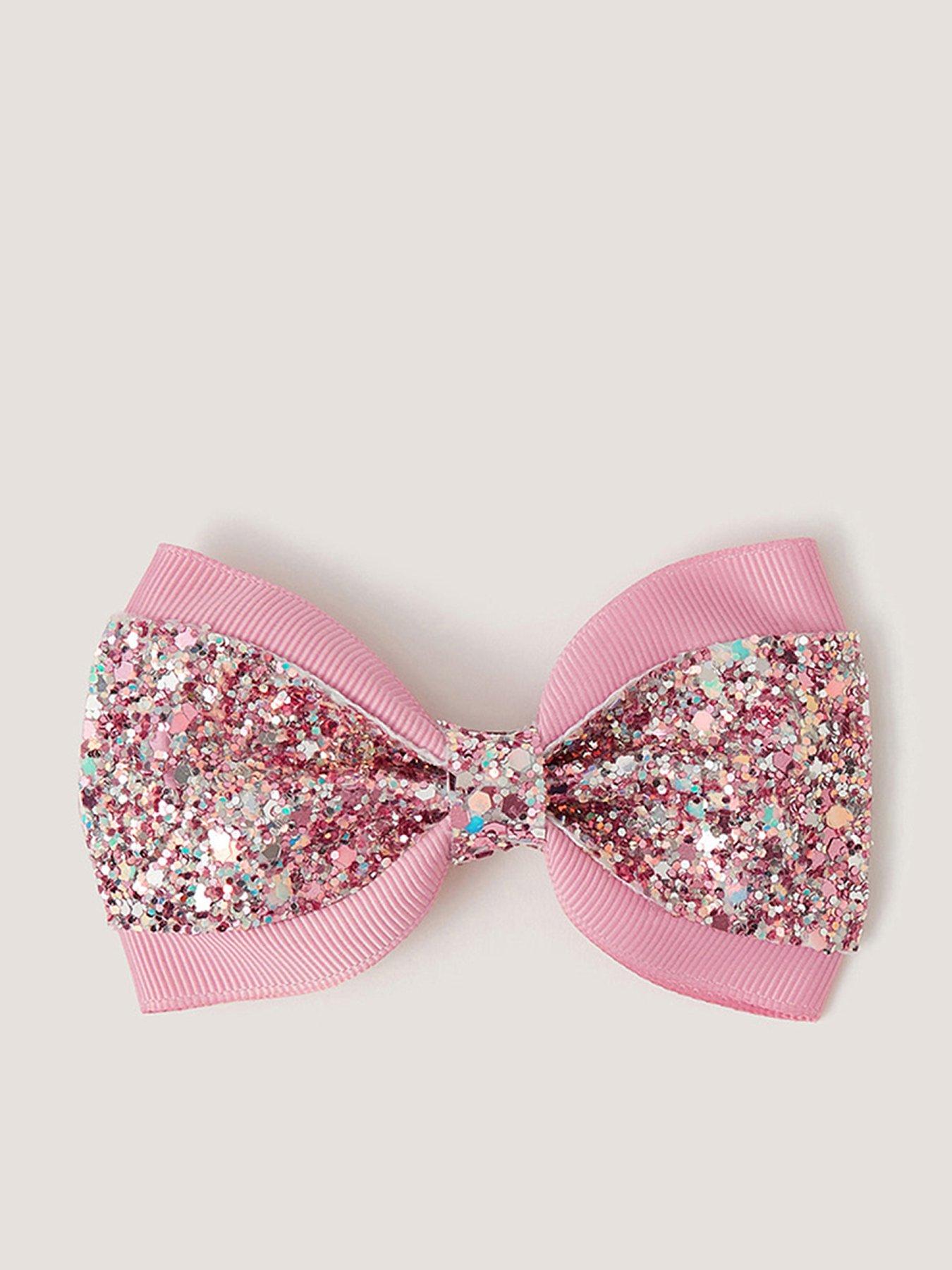 Monsoon Girls Glitter Bow Clip - Pink