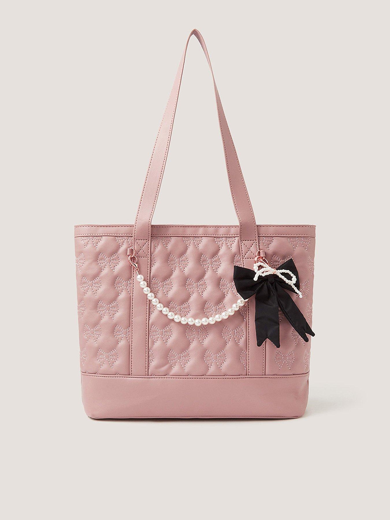 Image 1 of 4 of Monsoon Girls Bow Charm Tote Bag - Pink