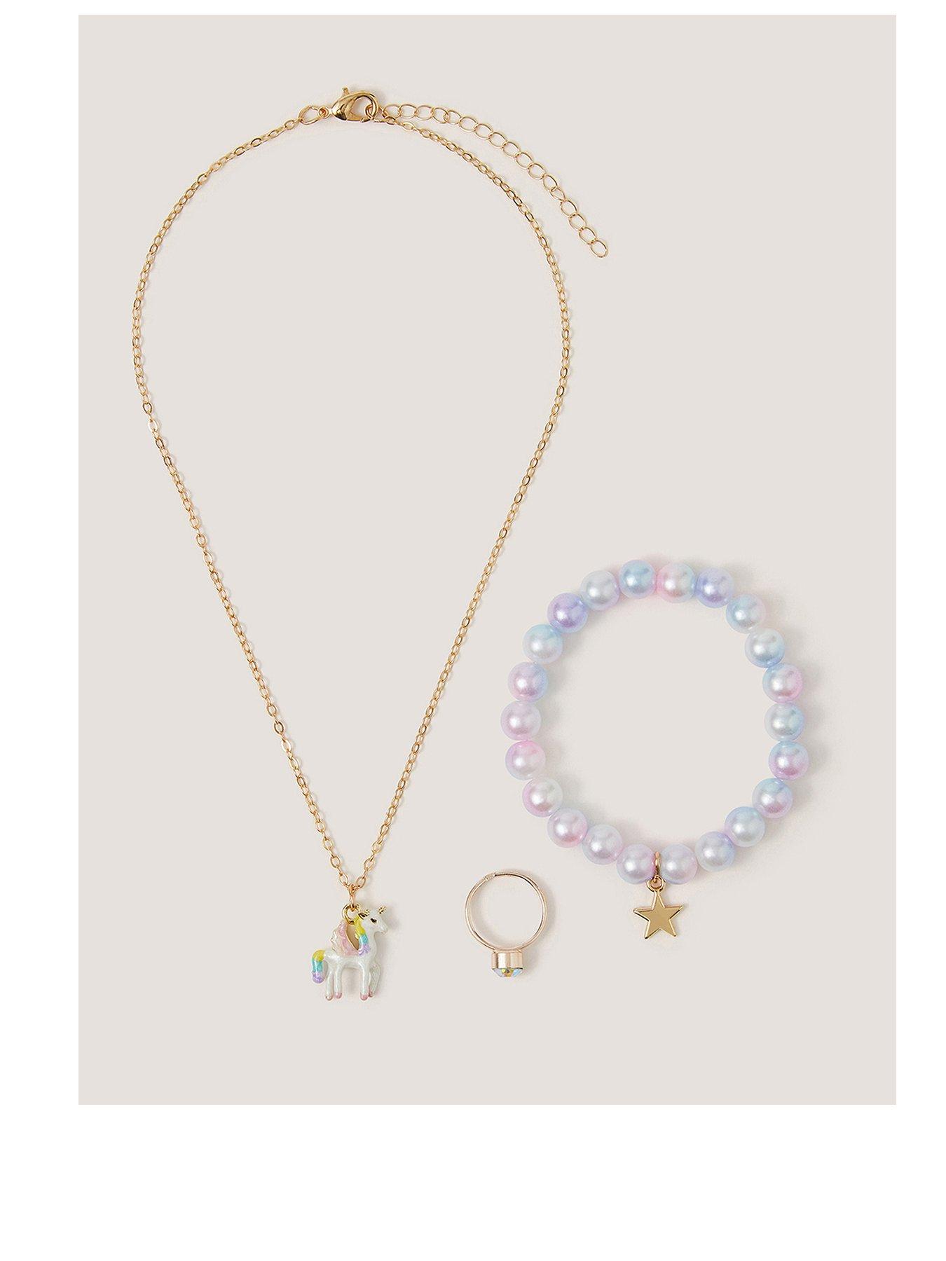 Image 1 of 3 of Monsoon Girls Fun Unicorn Jewellery Set - Multi