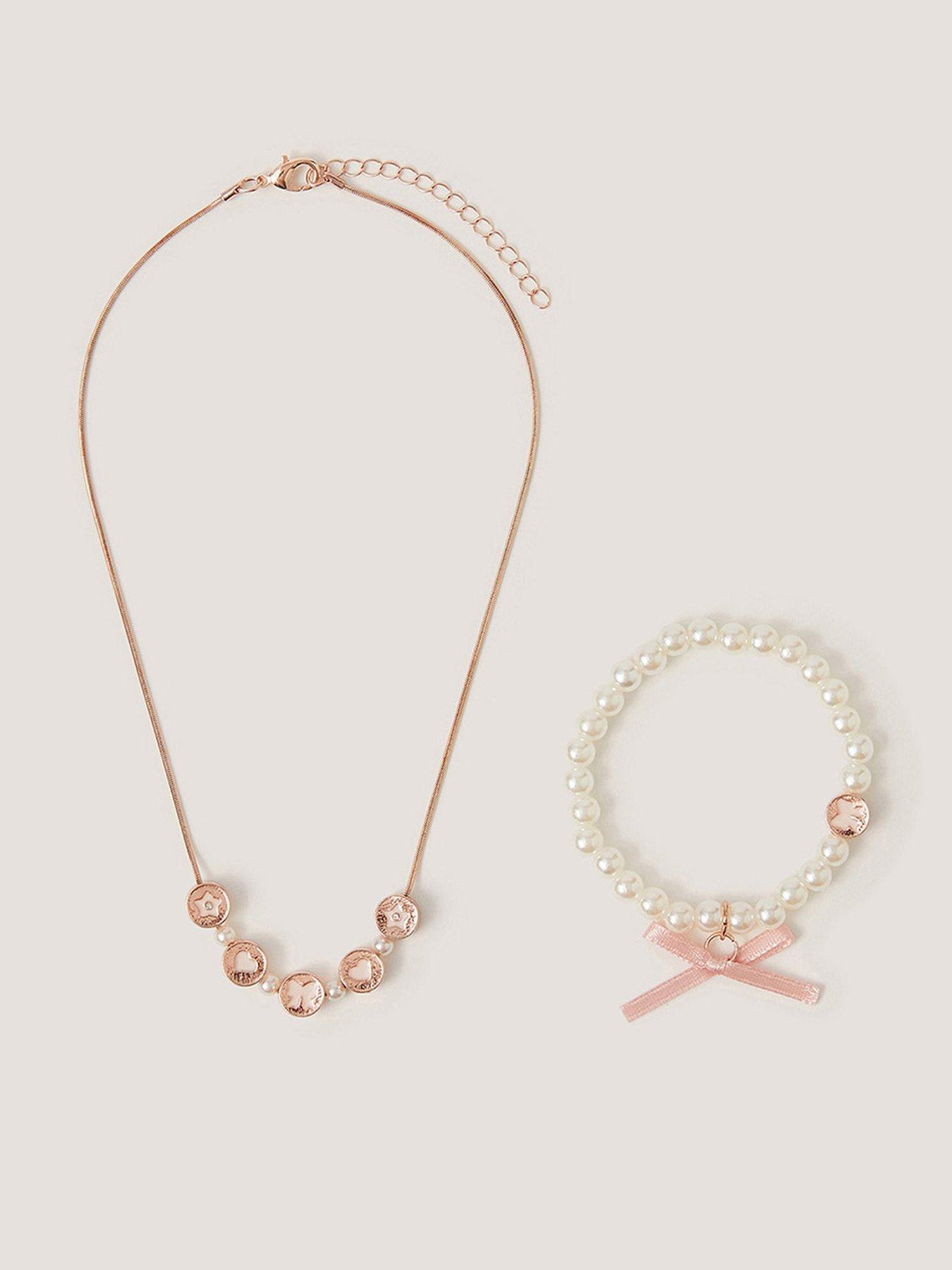 Image 1 of 2 of Monsoon Girls Bow Jewellery Set - Gold