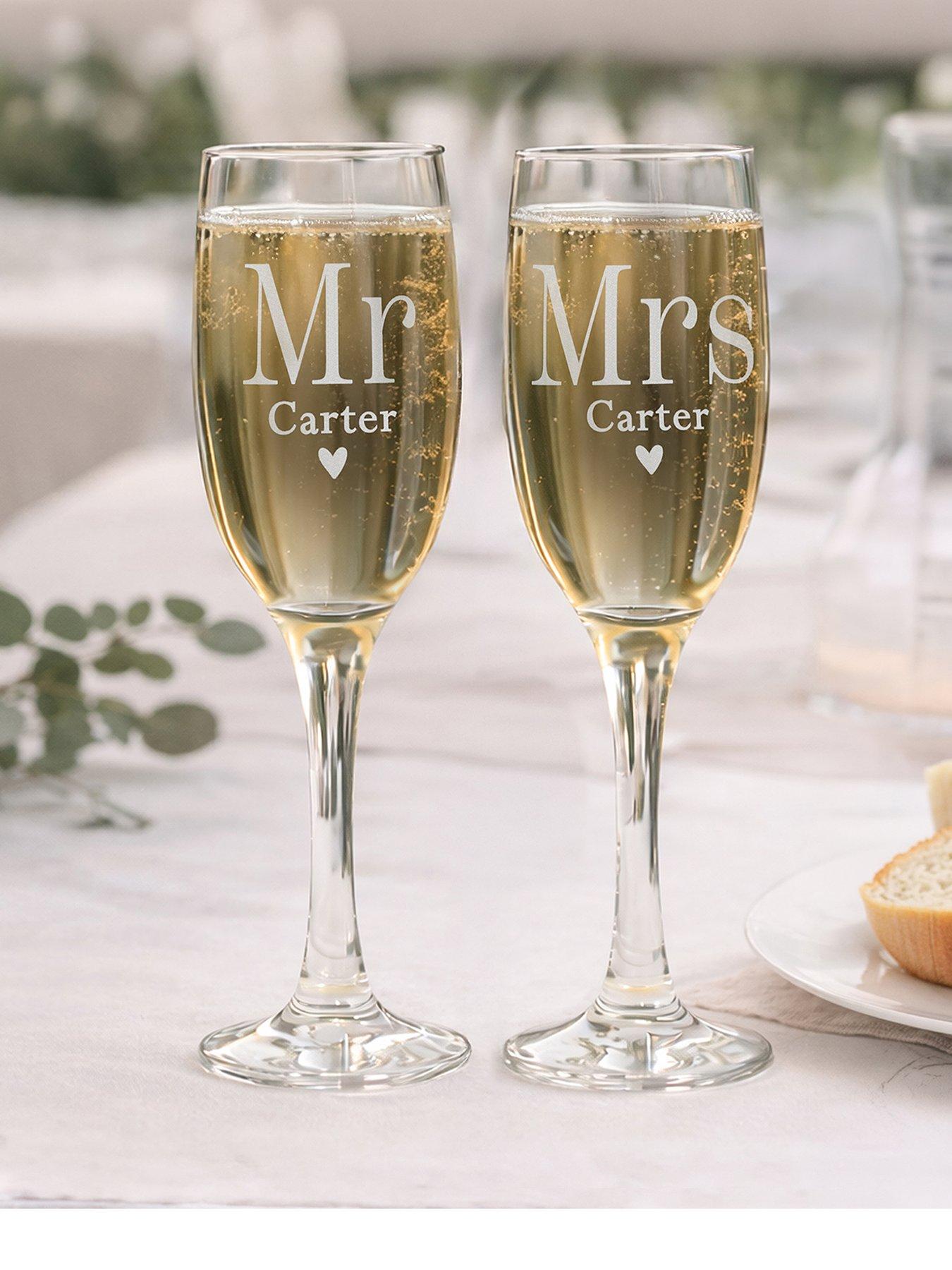 The Personalised Memento Company Personalised Mr & Mrs Pair Of Flute Glasses
