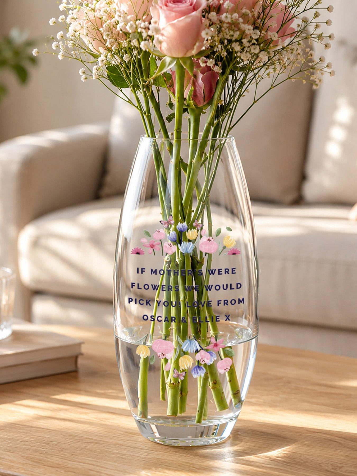 The Personalised Memento Company Personalised Bright Floral Glass Vase