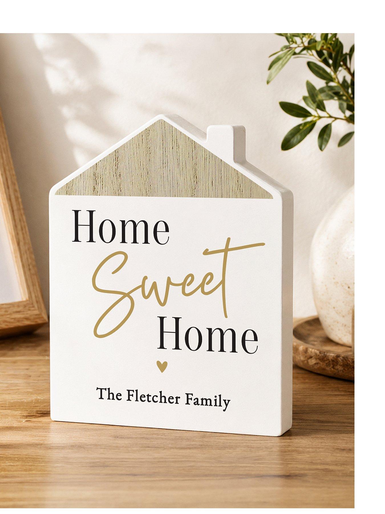 Image 1 of 4 of The Personalised Memento Company Personalised Black & Gold Wooden House Ornament