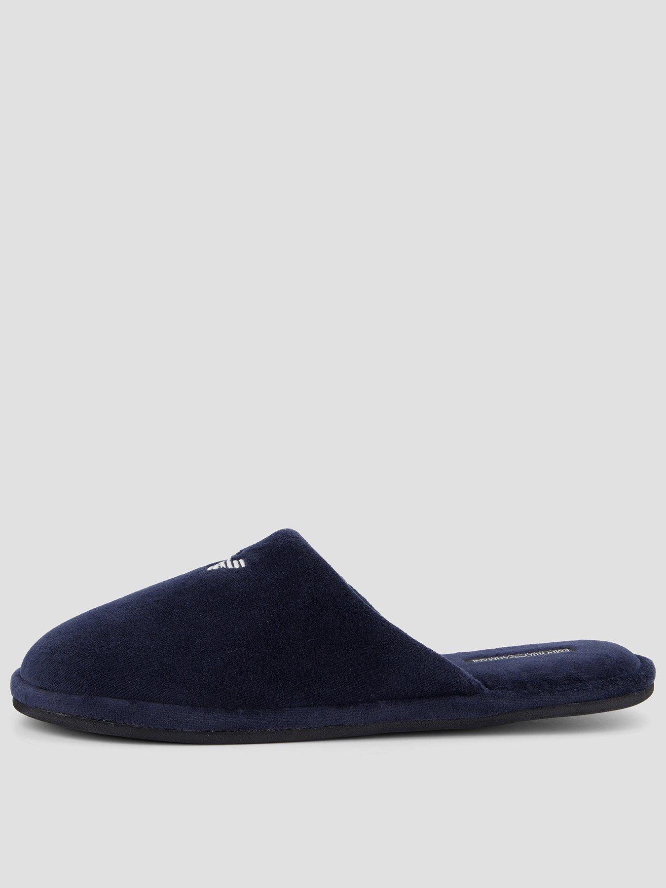 Image 1 of 7 of Emporio Armani Bodywear Chenille Eagle Slippers