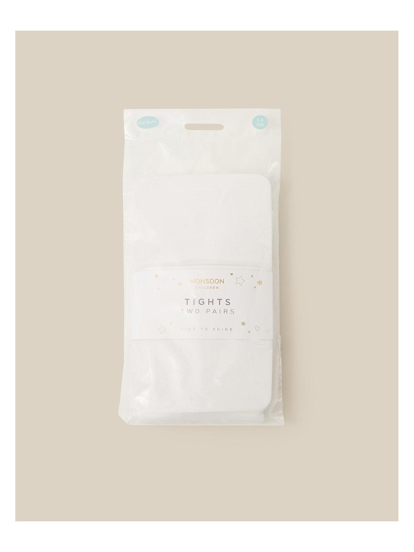 Image 2 of 3 of Monsoon Girls 2 Pack Super Sheer Stretch Tights - White