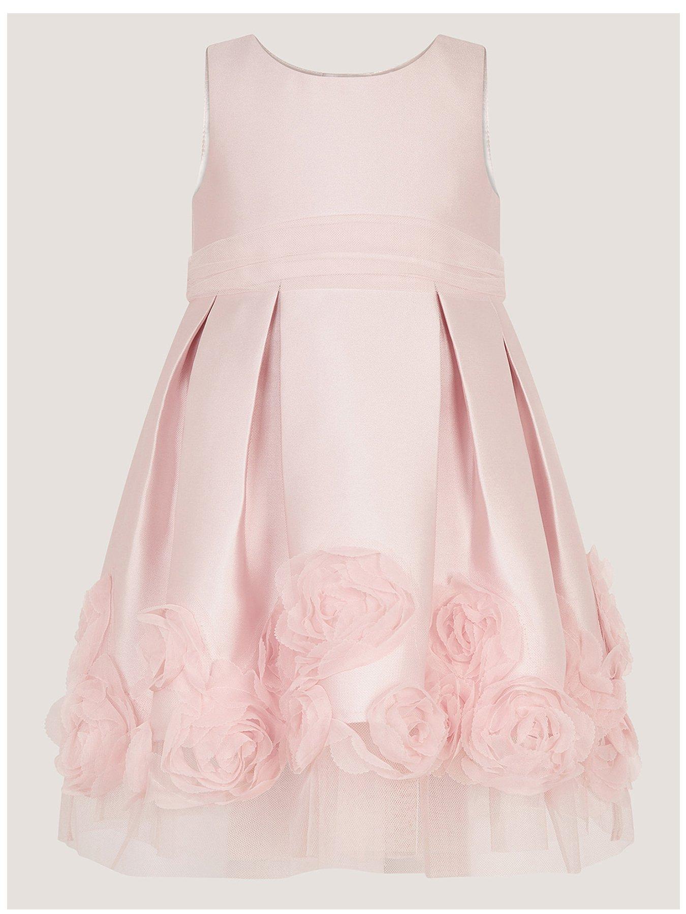 Image 2 of 4 of Monsoon Baby Girls Duchess 3d Roses Dress - Dusky Pink