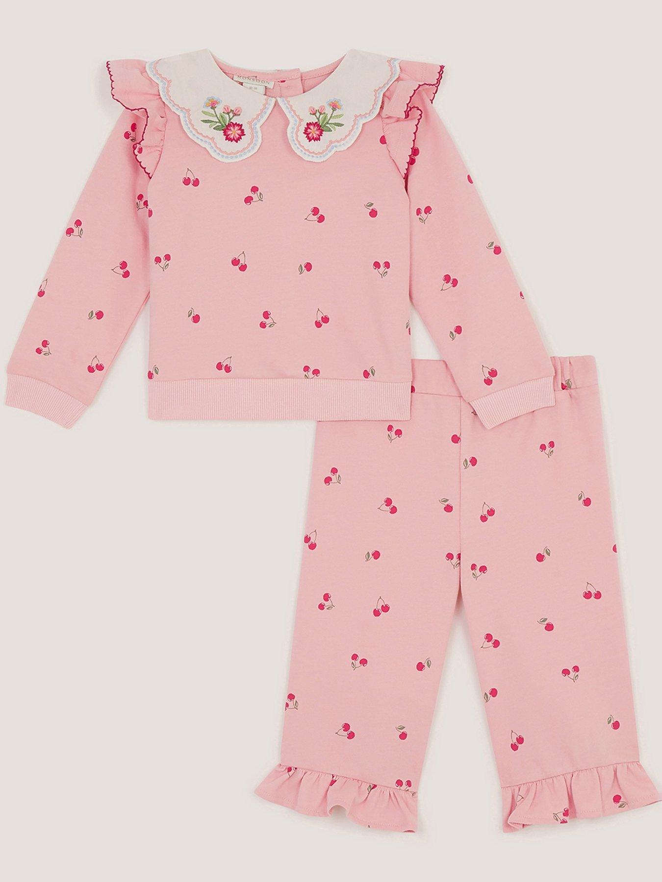 Image 1 of 3 of Monsoon Baby Girls Mon Cheri Top &amp; Joggers - Pink