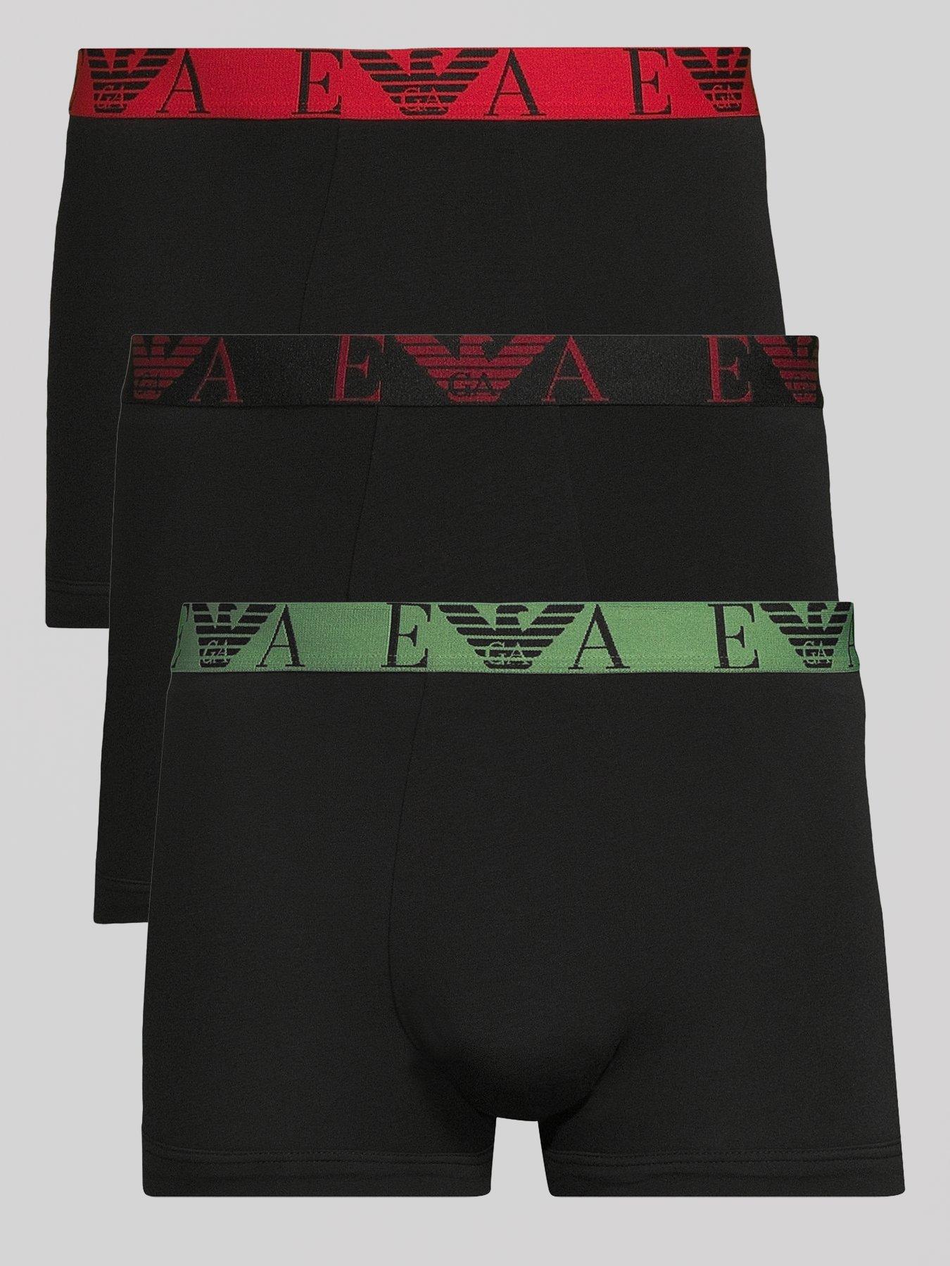 Image 1 of 3 of Emporio Armani Bodywear Bold Monogram Waistband 3 Pack Trunks