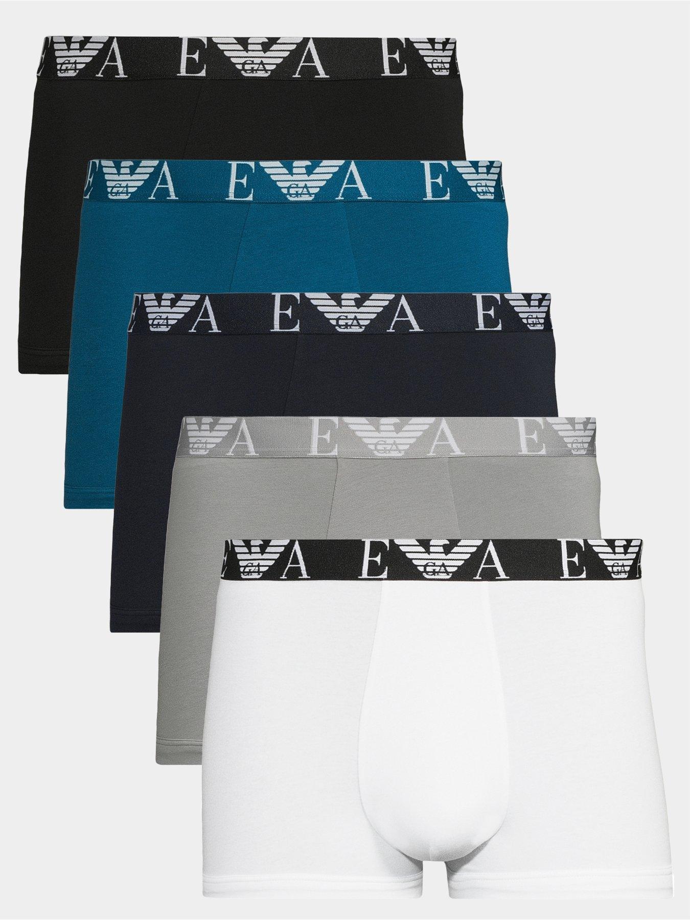 Emporio Armani Bodywear Mens Emporio Armani Bodywear 5 Pack Trunks, Assorted, Size S, Men