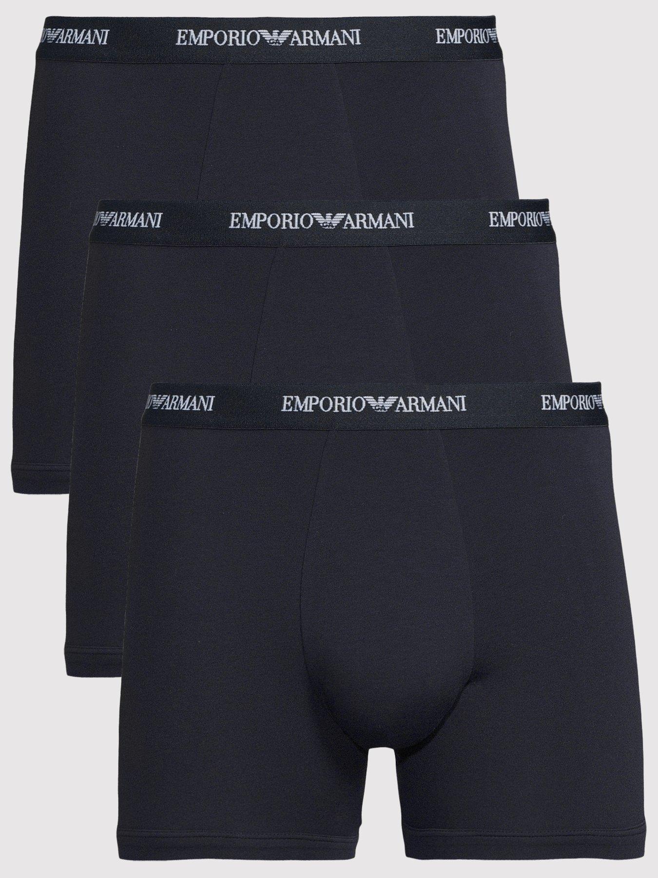 Emporio Armani Bodywear Mens Core 3 Pack Stretch Cotton Boxer Shorts, Black, Size S, Men - Image 3