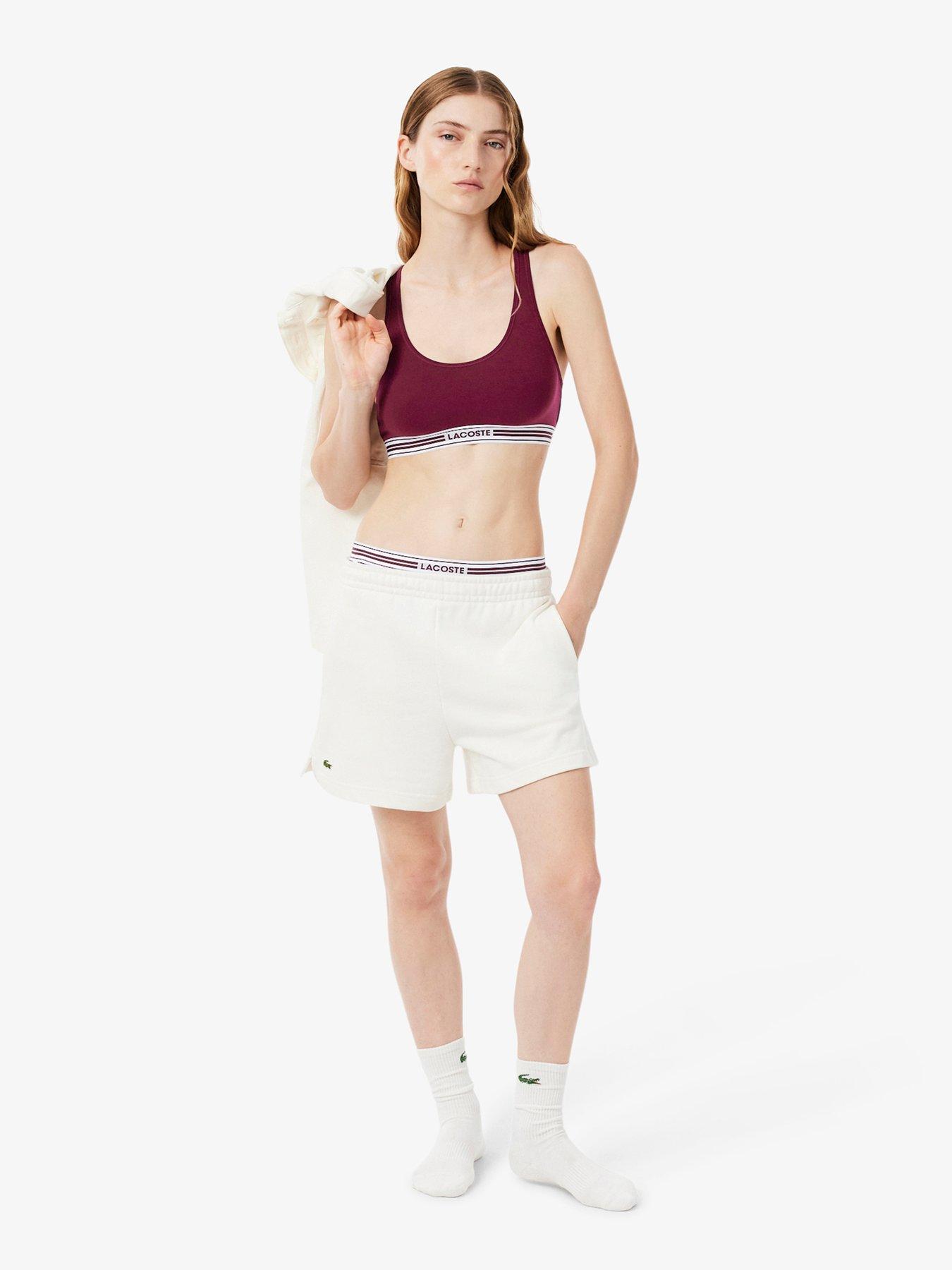 Image 1 of 5 of Lacoste Womens Logo Underband Cotton Stretch Bralette - Burgundy
