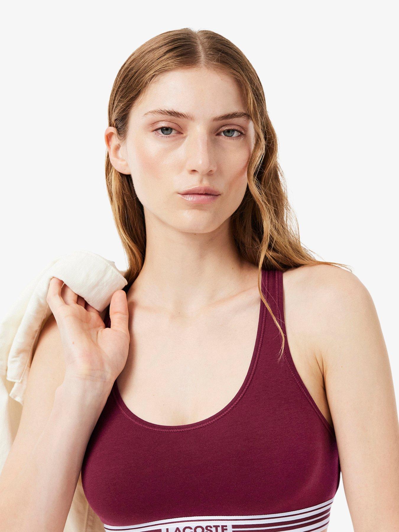 Image 2 of 5 of Lacoste Womens Logo Underband Cotton Stretch Bralette - Burgundy