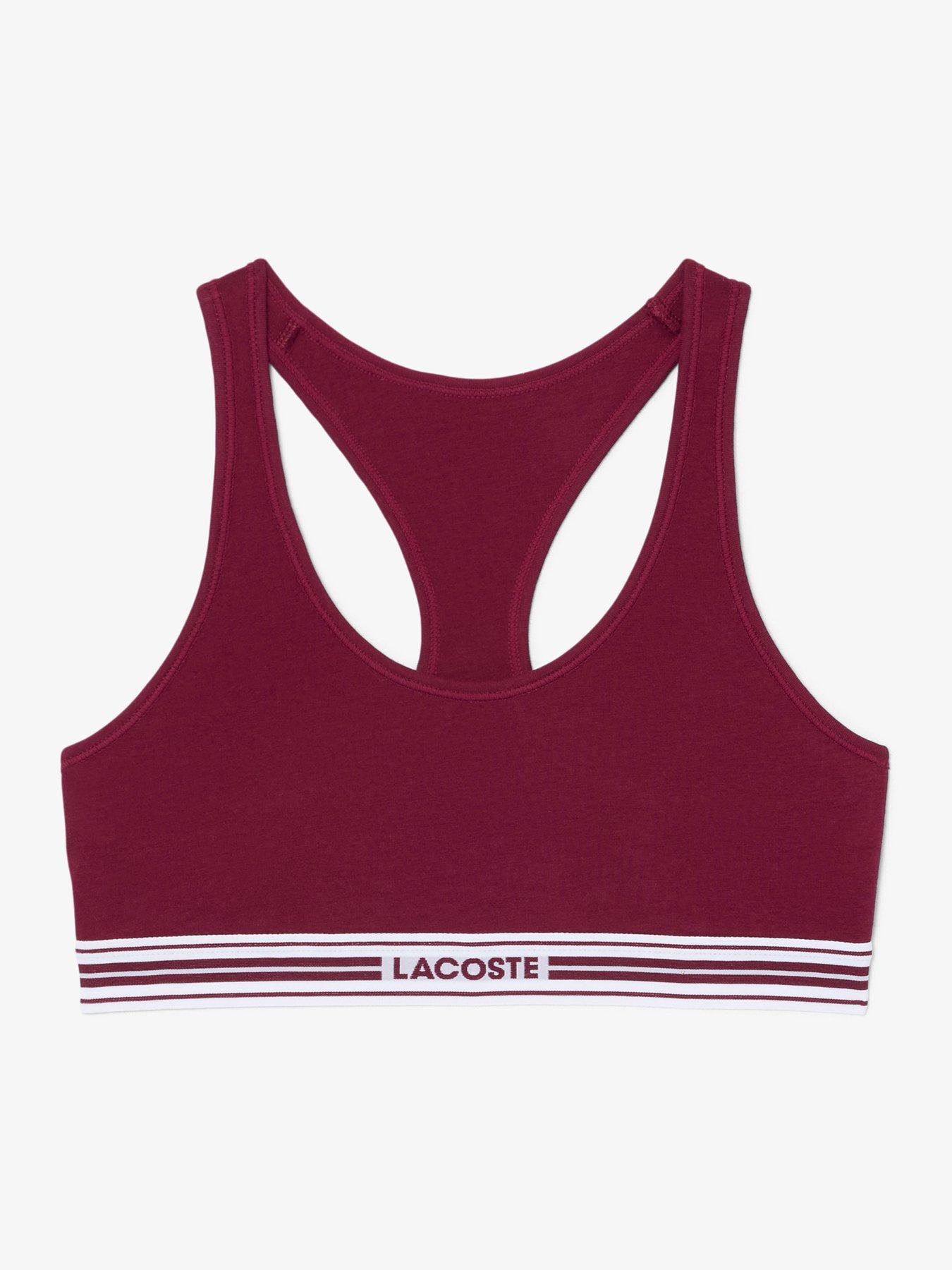 Image 3 of 5 of Lacoste Womens Logo Underband Cotton Stretch Bralette - Burgundy