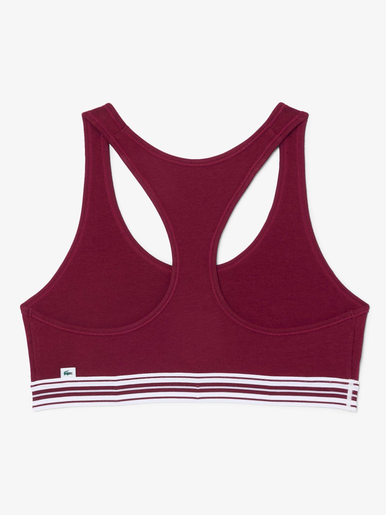 Image 4 of 5 of Lacoste Womens Logo Underband Cotton Stretch Bralette - Burgundy