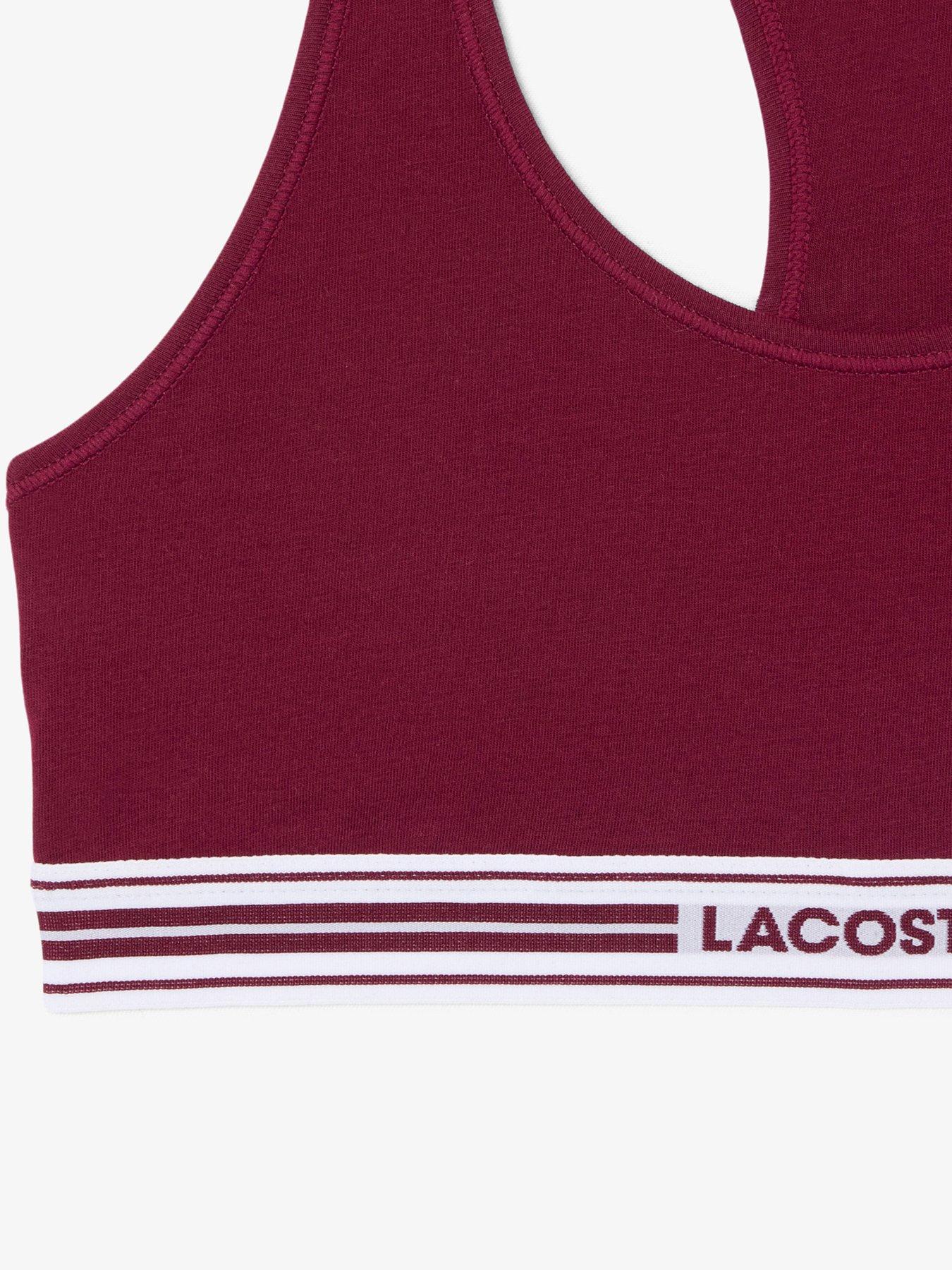 Image 5 of 5 of Lacoste Womens Logo Underband Cotton Stretch Bralette - Burgundy
