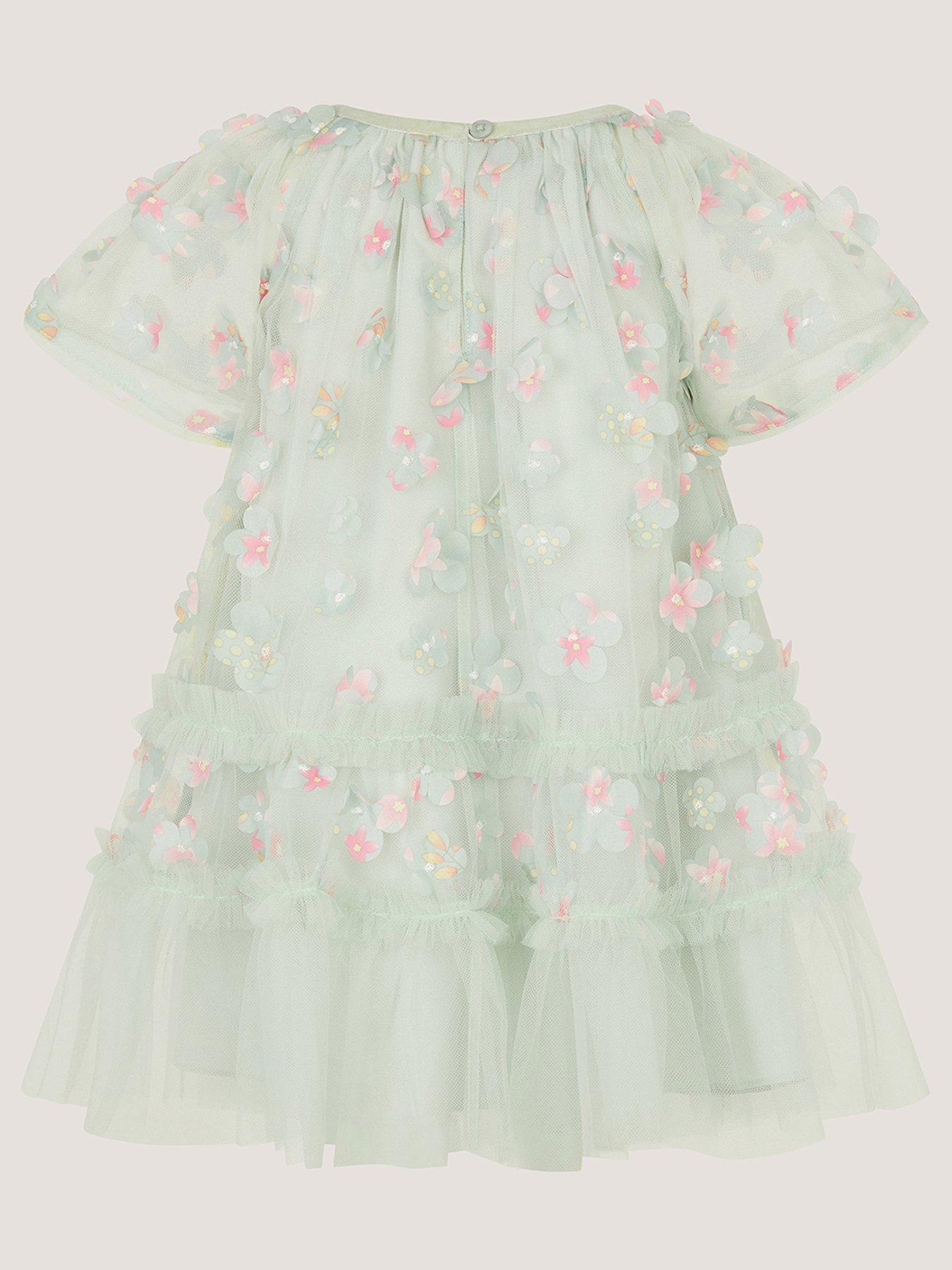 Image 2 of 3 of Monsoon Baby Girls Kala 3D Print Swing Dress - Light Green