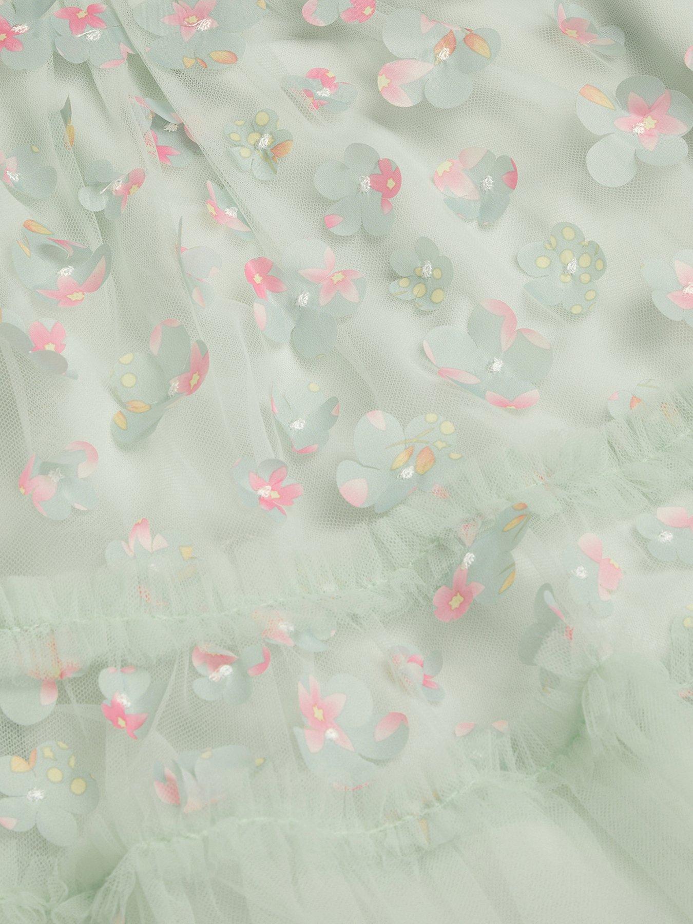 Image 3 of 3 of Monsoon Baby Girls Kala 3D Print Swing Dress - Light Green