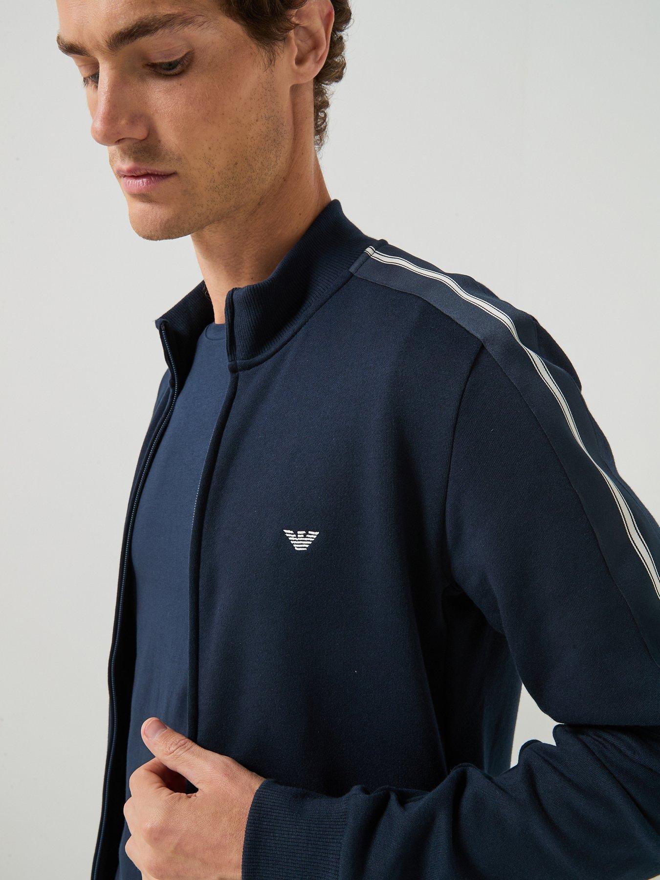 Image 1 of 6 of Emporio Armani Bodywear Terry Full Zip Lounge Sweat Jacket - Navy