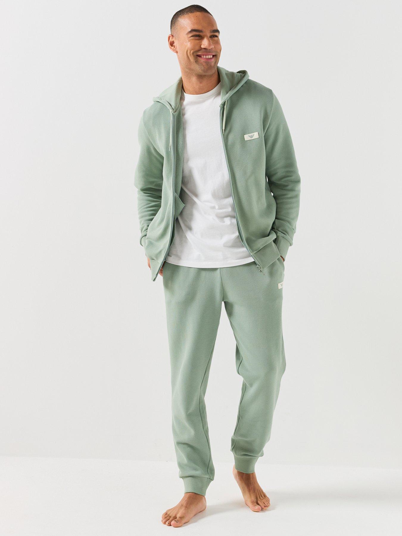 Image 3 of 5 of Emporio Armani Bodywear Mens Iconic Drawcord Cuffed Lounge Trousers - Light Green