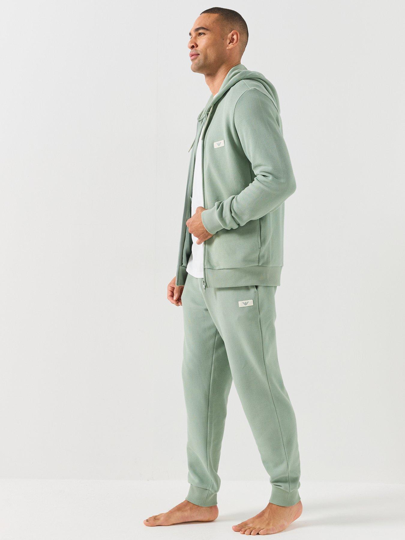 Image 5 of 5 of Emporio Armani Bodywear Mens Iconic Drawcord Cuffed Lounge Trousers - Light Green