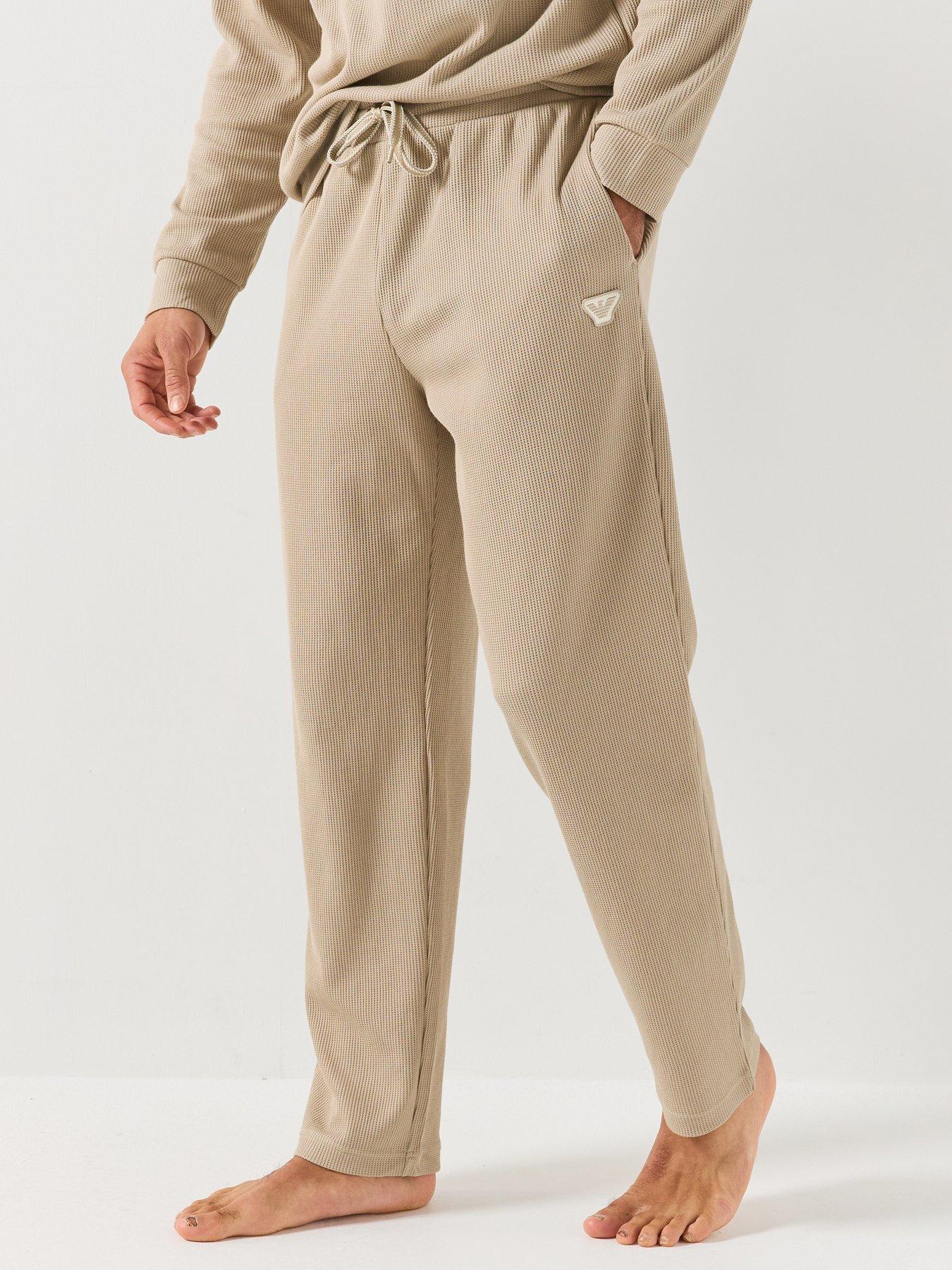 Emporio Armani Bodywear Waffle Terry Lounge Pants, Beige, Size L, Men