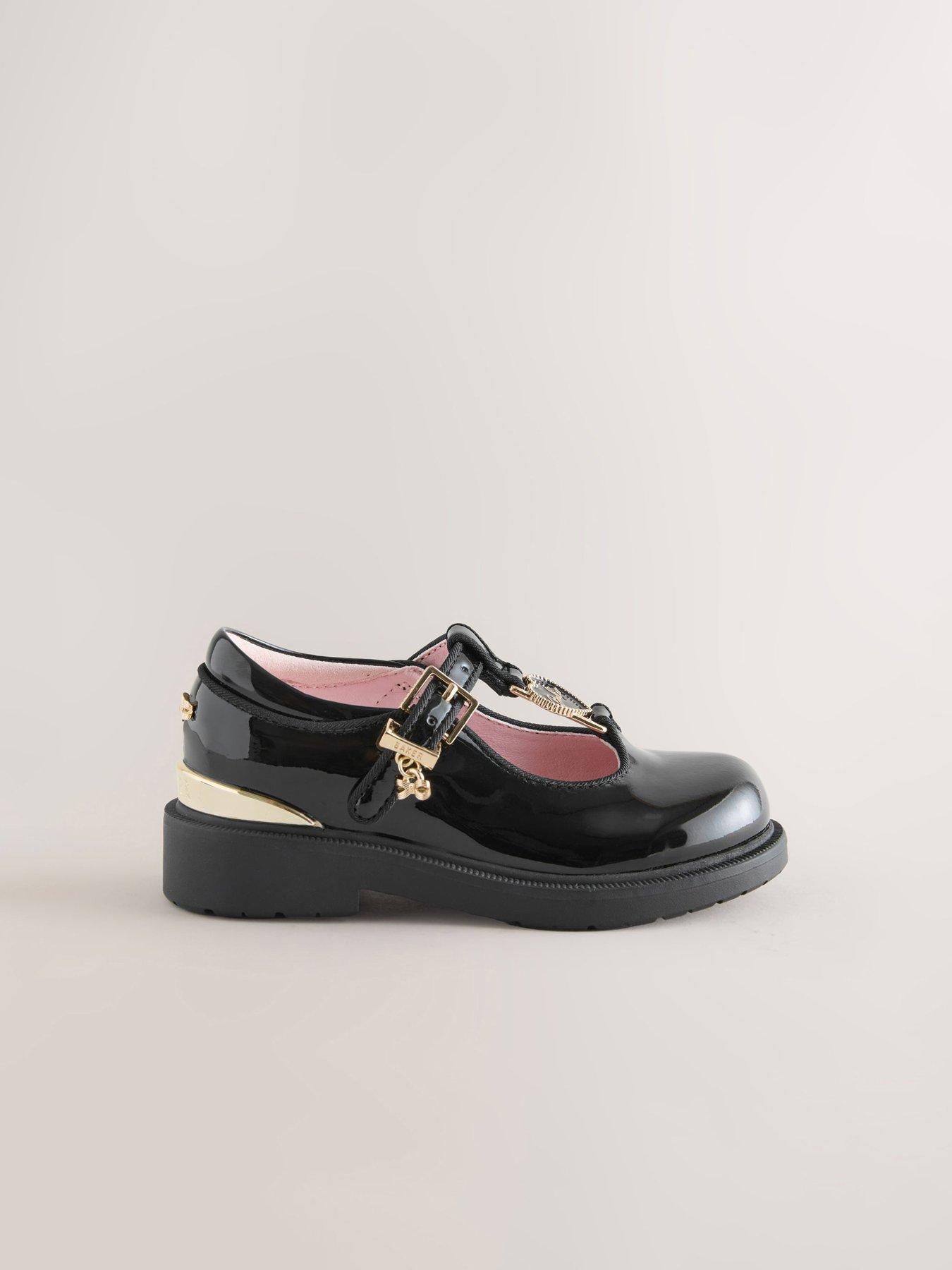 Image 6 of 6 of Ted Baker Younger Girls Patent T-bar Mary Jane School Shoes With Chunky Sole - Black
