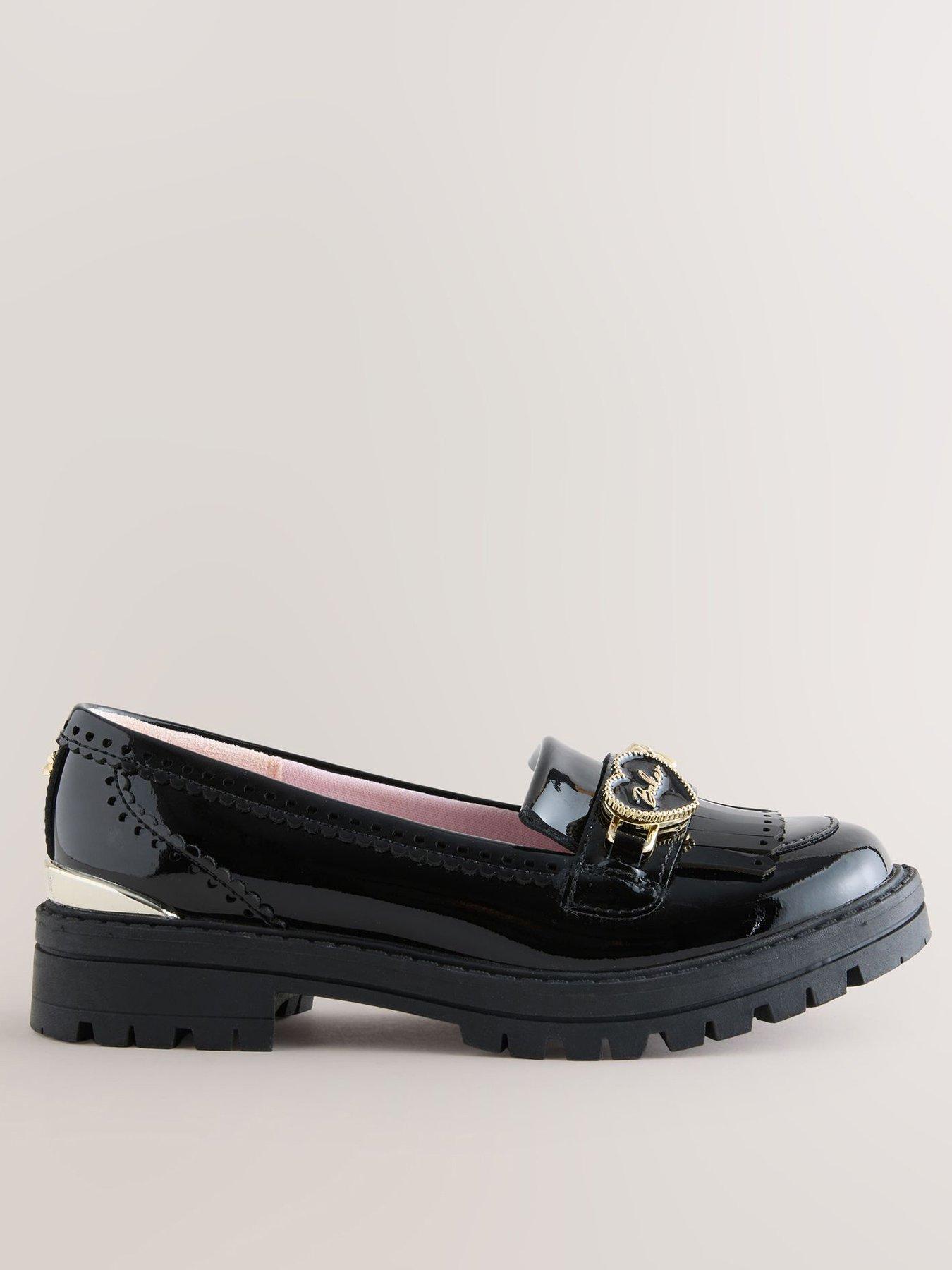 Image 1 of 5 of Baker by Ted Baker Girls Patent Leather Fringe Loafers - Black