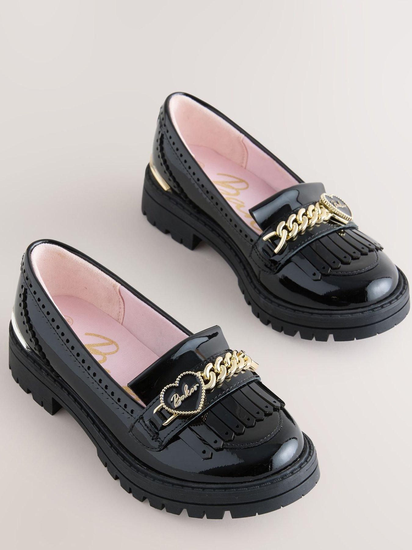 Image 4 of 5 of Baker by Ted Baker Girls Patent Leather Fringe Loafers - Black