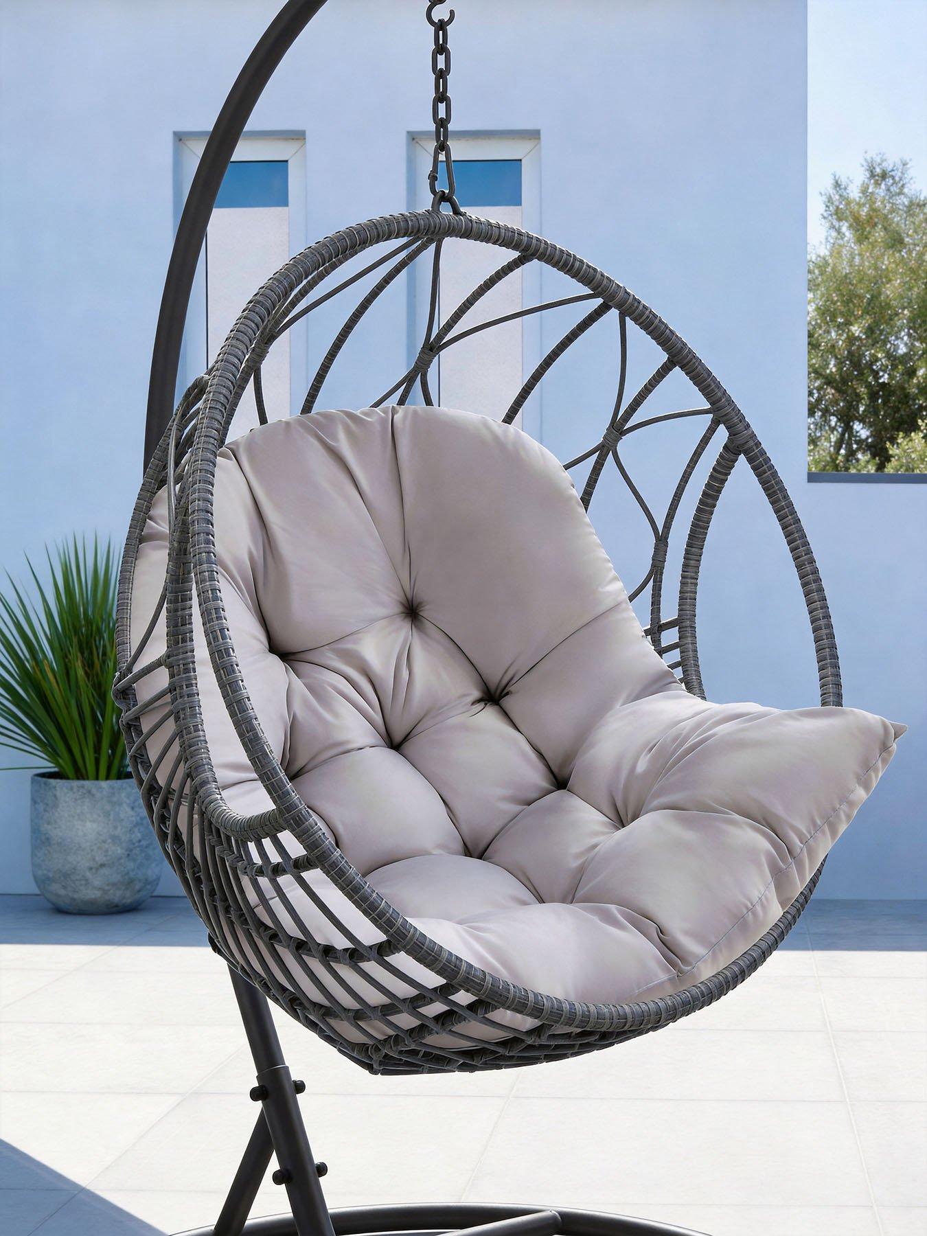 Image 1 of 7 of Living and Home Basic Hanging Egg Chair Cushion - Light Grey