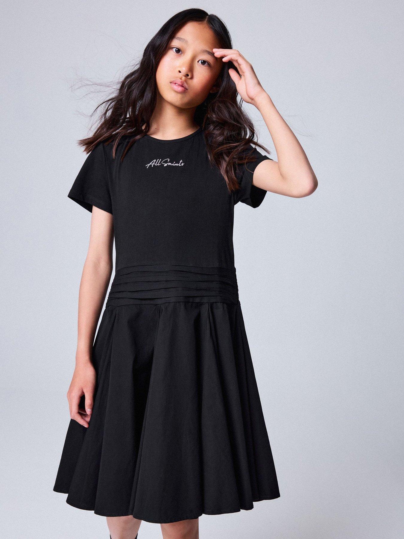 smALLSAINTS Girls Script T-shirt Dress - Black
