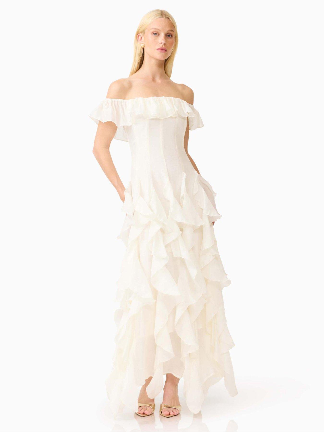 Image 1 of 5 of Elliatt Yvette Ruffle Maxi Gown - White