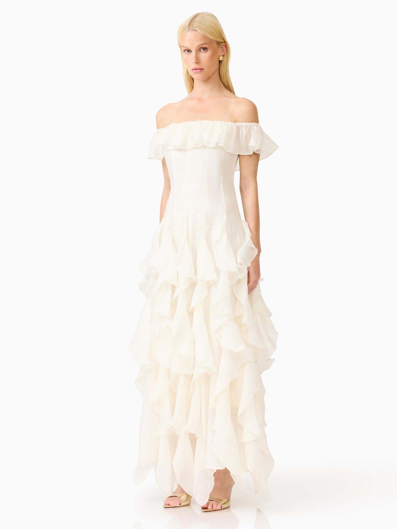 Image 3 of 5 of Elliatt Yvette Ruffle Maxi Gown - White