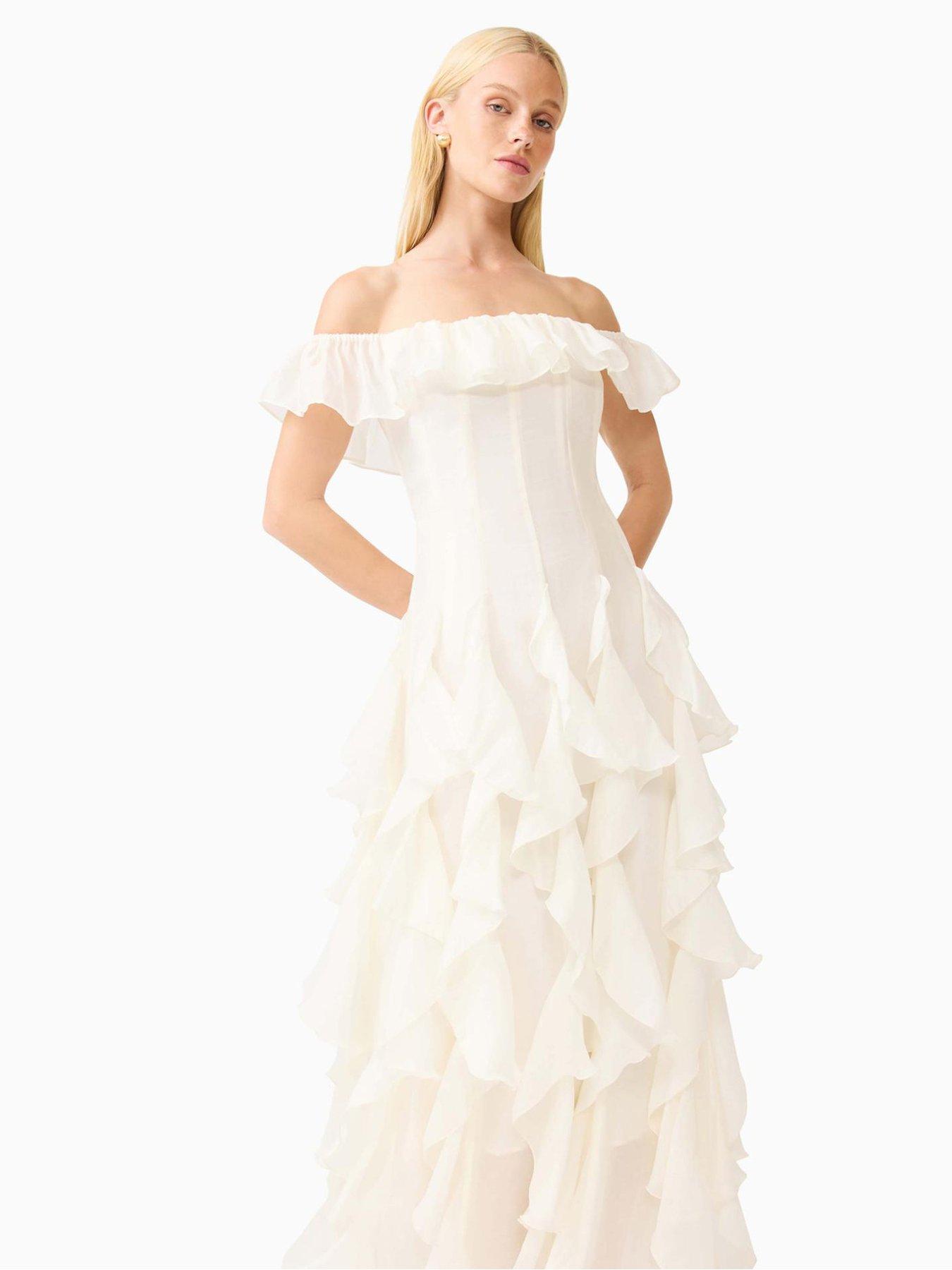 Image 4 of 5 of Elliatt Yvette Ruffle Maxi Gown - White