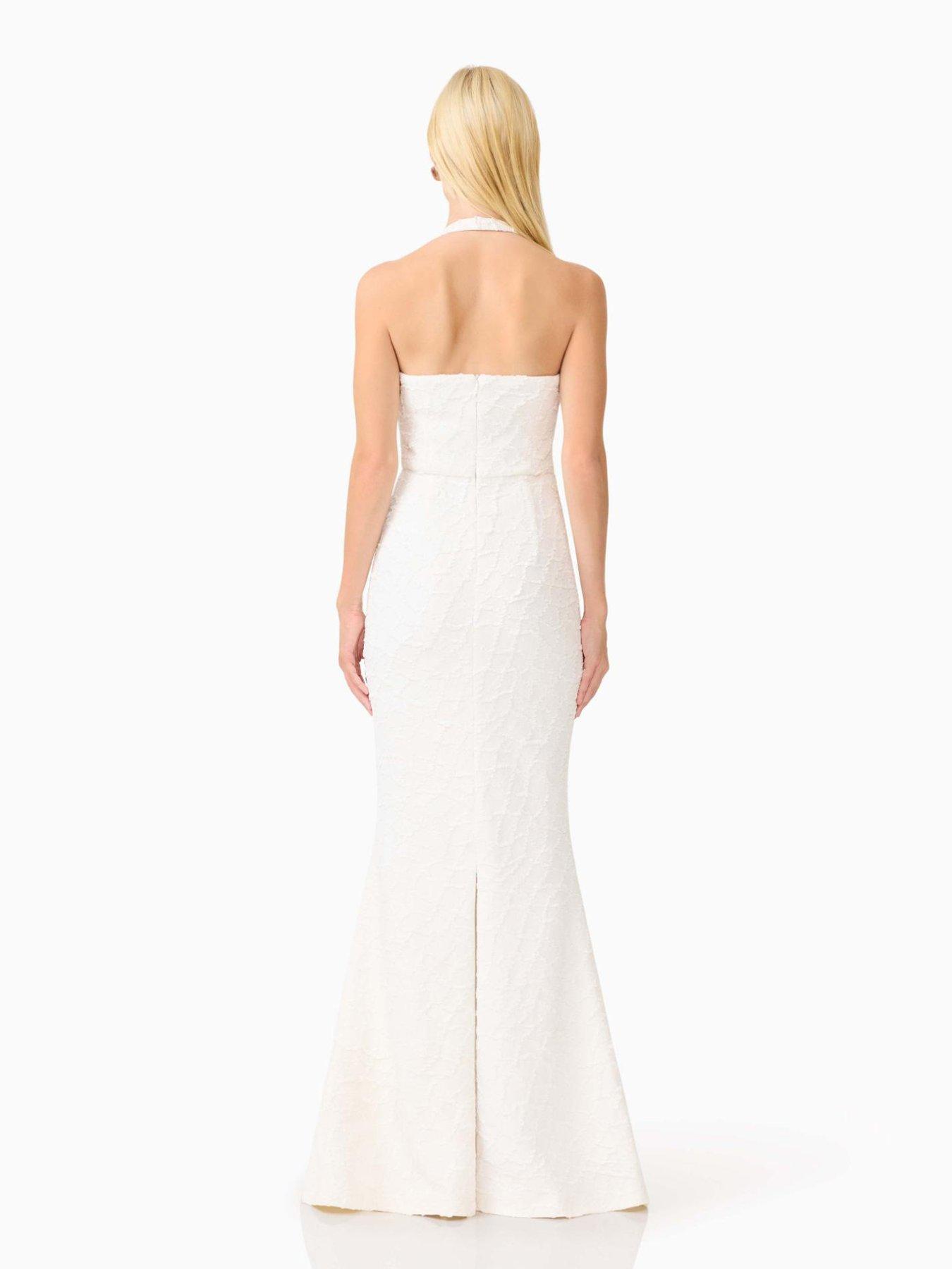 Image 2 of 6 of Elliatt Alexandra Halter Neck Gown With Mermaid Hemline - White