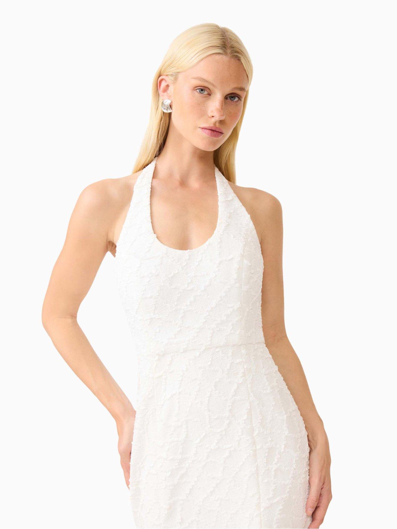 Image 6 of 6 of Elliatt Alexandra Halter Neck Gown With Mermaid Hemline - White