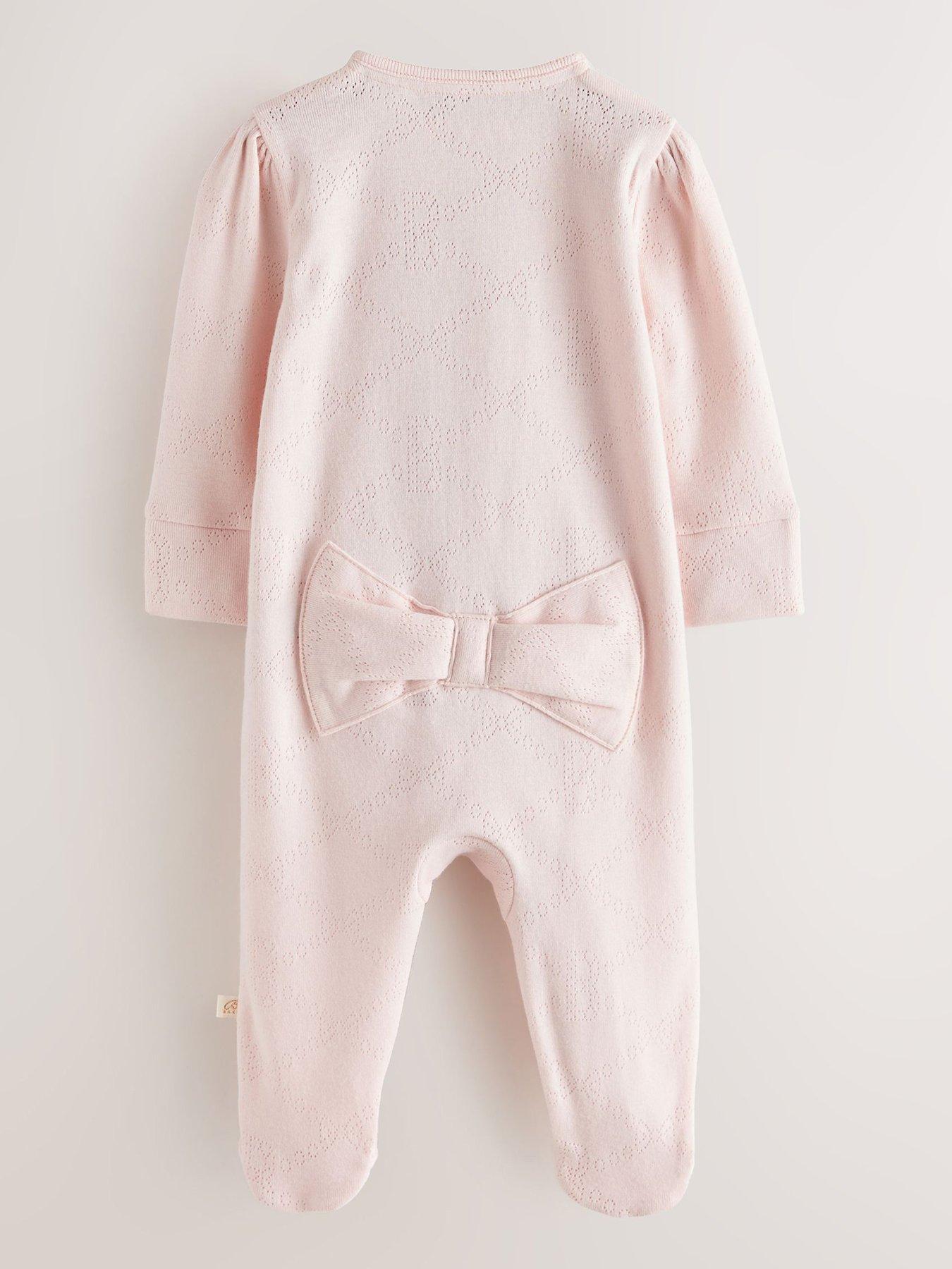 Image 3 of 7 of Ted Baker Baby Girls Pointelle Sleepsuit &amp; Hat - Light Pink