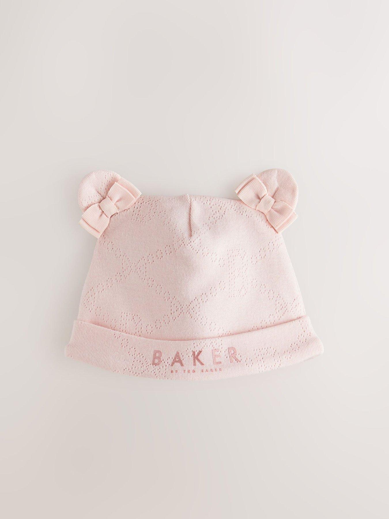 Image 4 of 7 of Ted Baker Baby Girls Pointelle Sleepsuit &amp; Hat - Light Pink